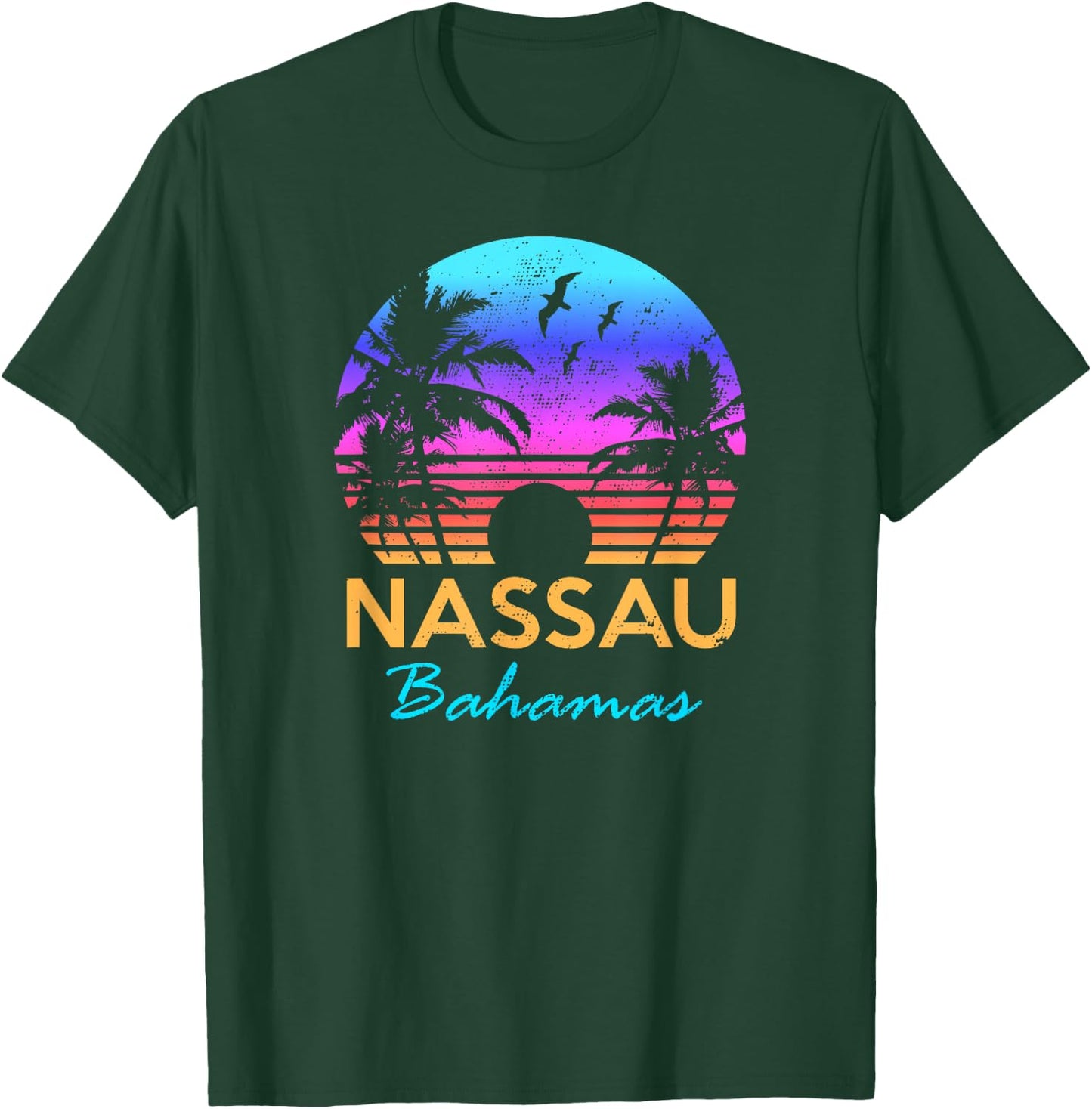 Nassau Bahamas Beach Trip Souvenir Sunset Vintage Graphic T-Shirt - T-Shirt | Forest