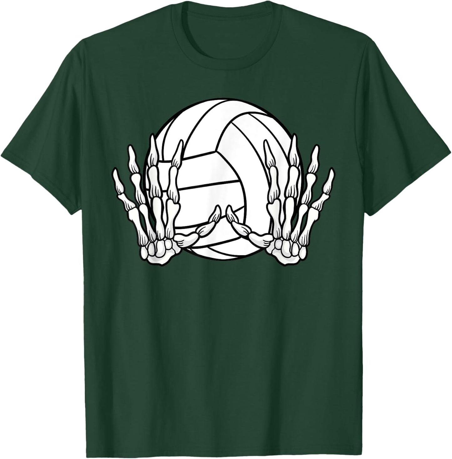 Volleyball Sport Halloween Skeleton Hand T-Shirt - T-Shirt | Forest
