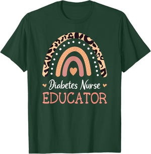 Diabetes Nurse Educator Leopard Rainbow Appreciation T-Shirt - T-Shirt | Forest