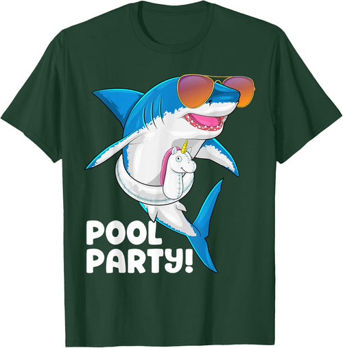 Pool Party Unicorn Float Summer Vacation Funny Shark Swim Men Women Girls Kids