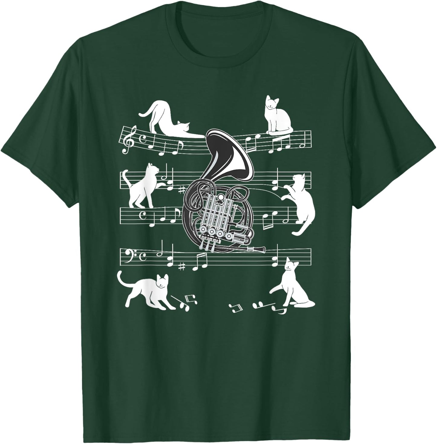 Horn Player Cats for Cat loving French Horn player Women Girls Kids T-Shirt - T-Shirt | Forest