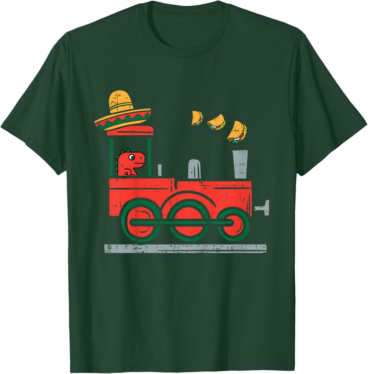 Kids Mexican Dino Train Tacos Toddler Boys Cinco De Mayo Kids T-Shirt - T-Shirt | Forest