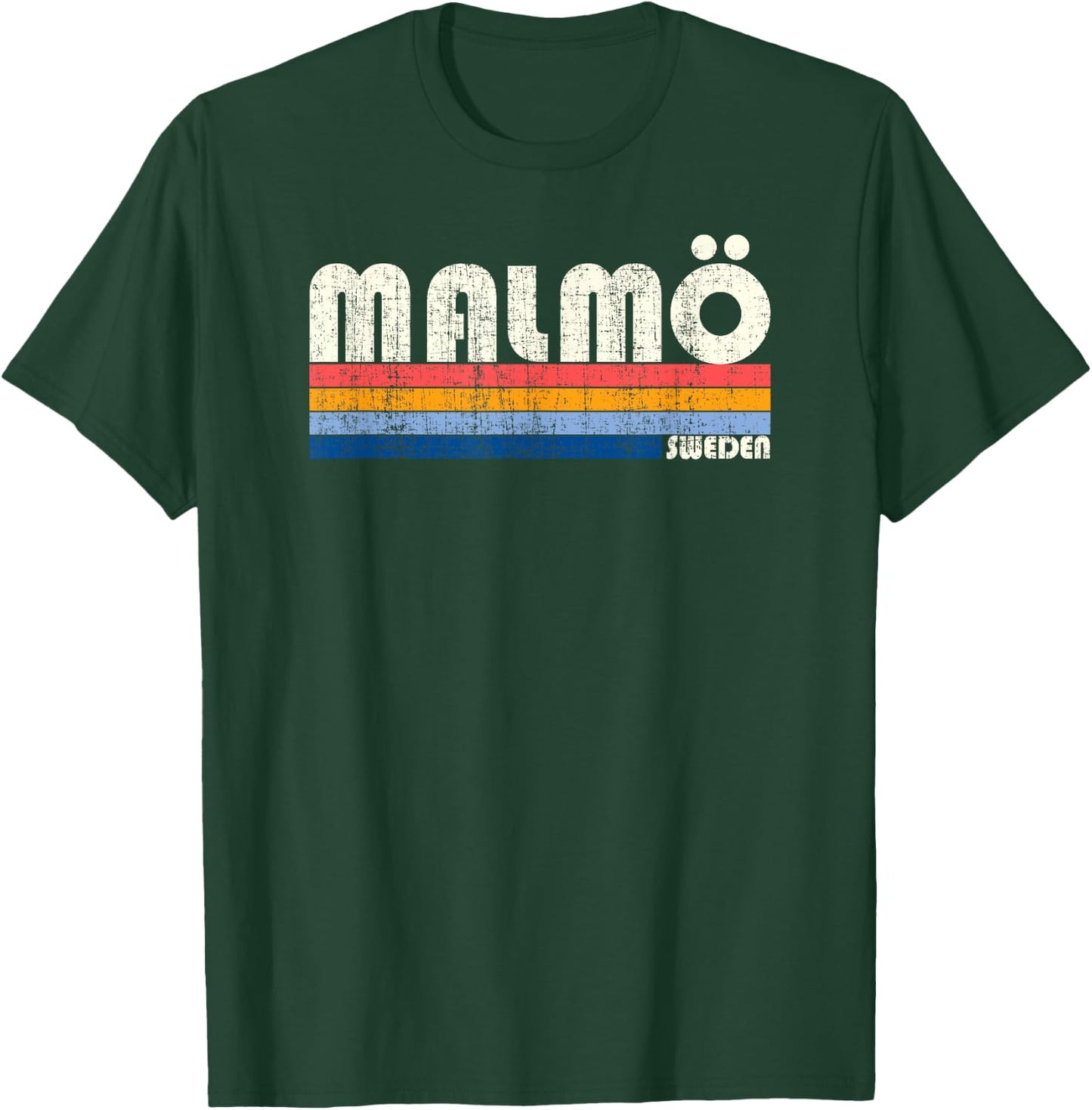 Retro Vintage 70s 80s Style Malmö, Sweden T-Shirt - T-Shirt | Forest