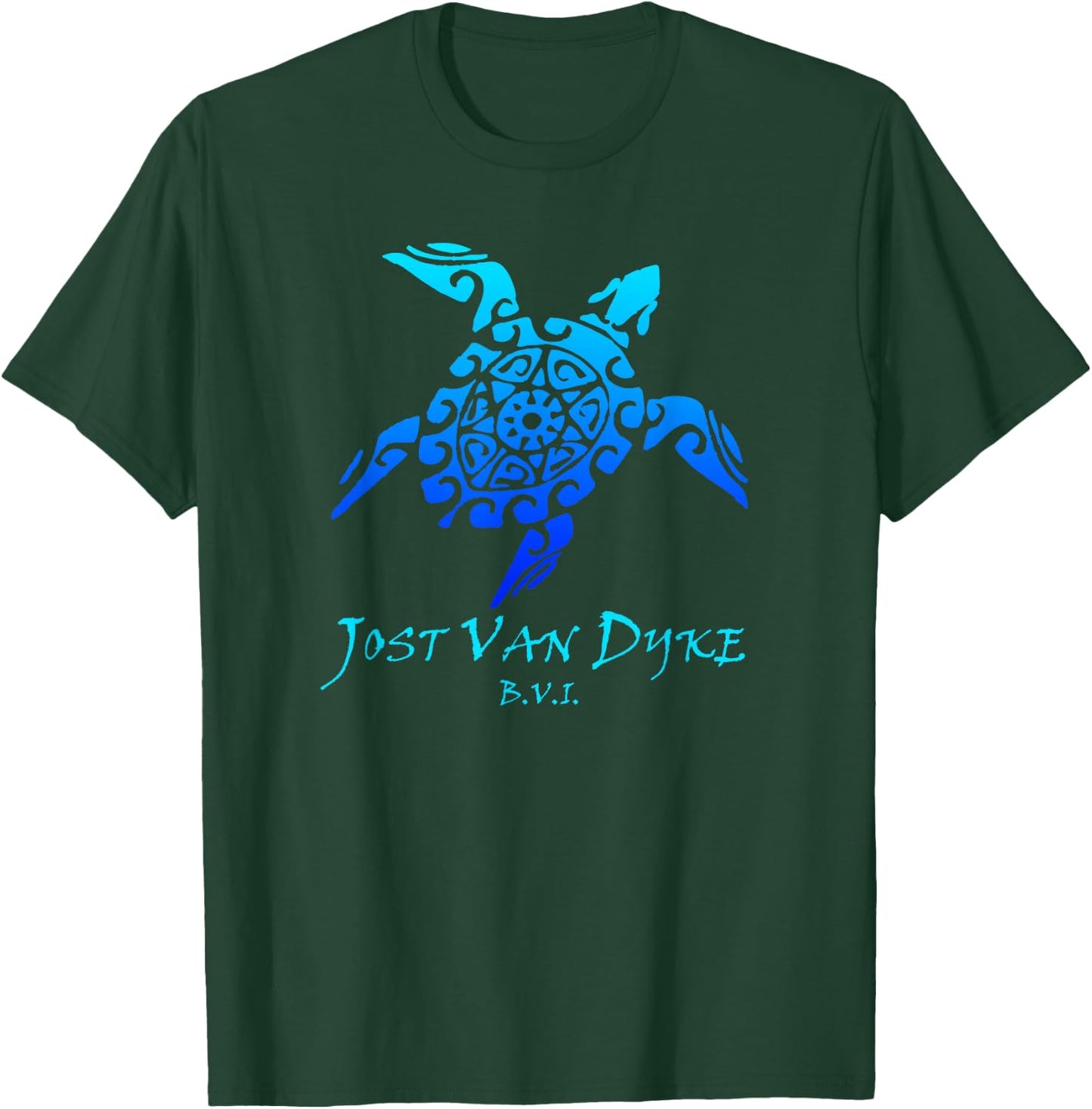 Jost Van Dyke, BVI Vintage Retro Tribal Turtle Vacation T-Shirt - T-Shirt | Forest