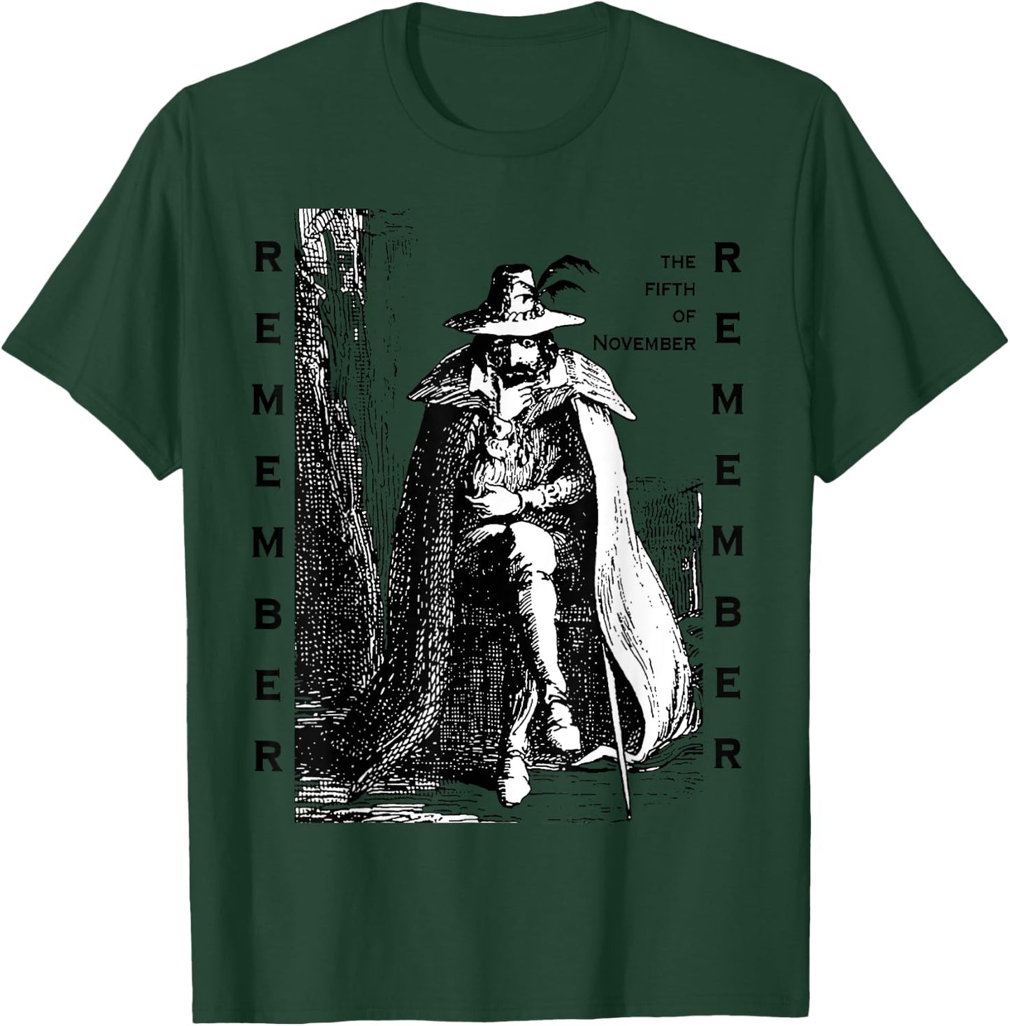 Remember Remember Guy Fawkes Day Vintage Illustration T-Shirt - T-Shirt | Forest