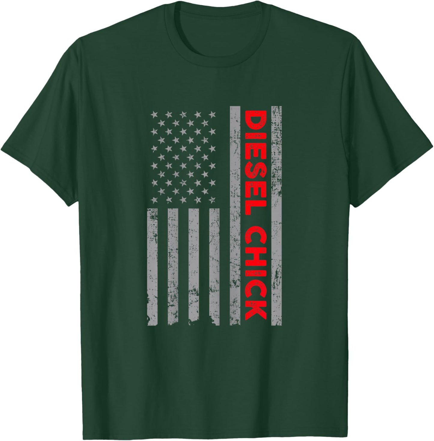 Ladies Diesel Chick Truck, Dirty Diesel Mechanic Female Gift T-Shirt - T-Shirt | Forest