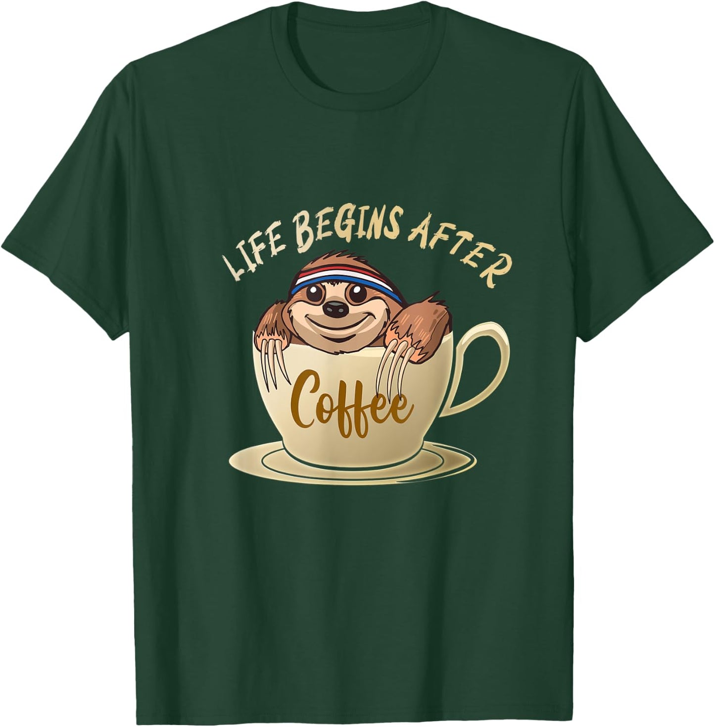 Sloth Life Begins After Coffee T-Shirt - T-Shirt | Forest