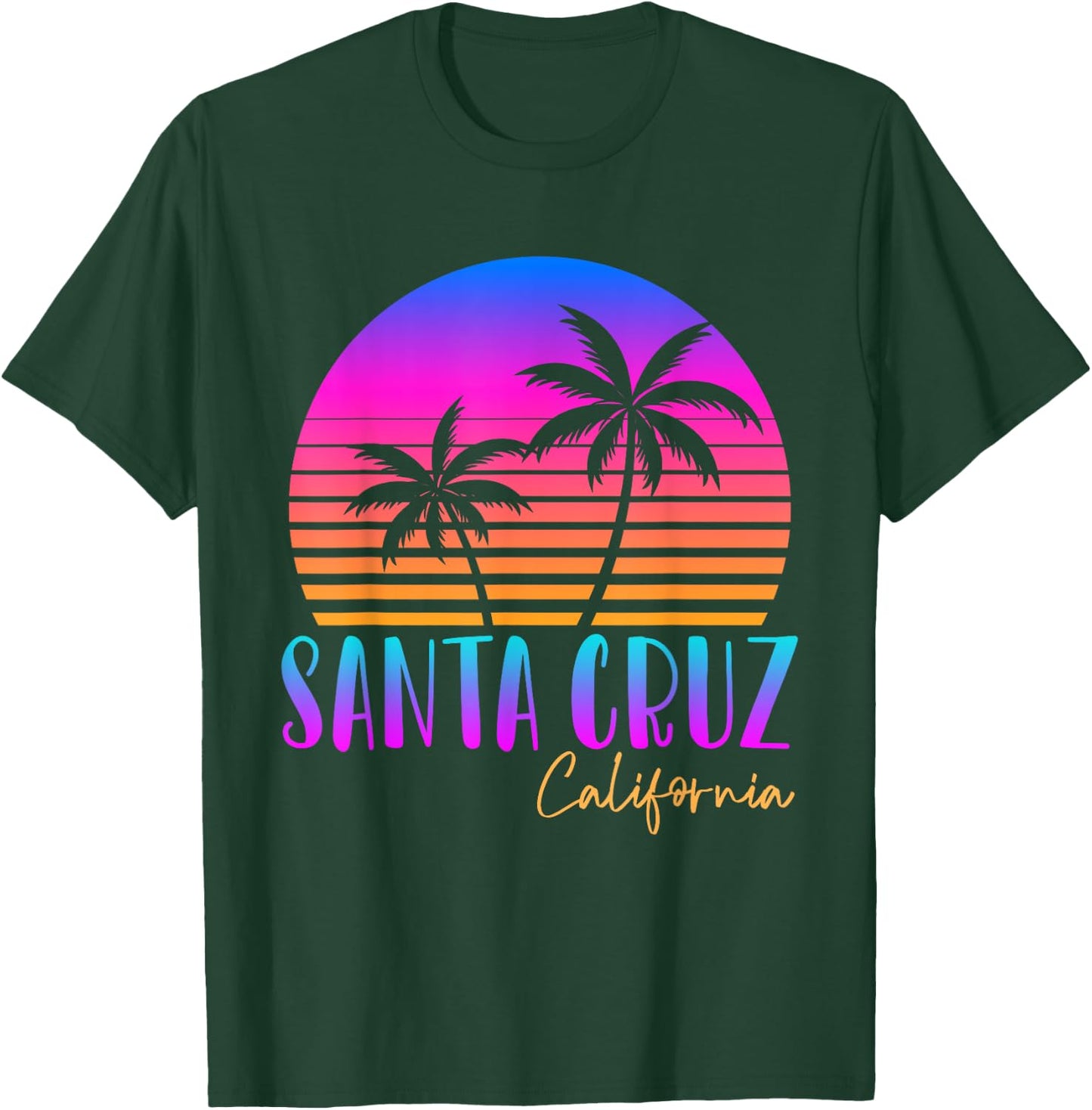 Santa Cruz California Summer Sun Palms Beach T-Shirt - T-Shirt | Forest