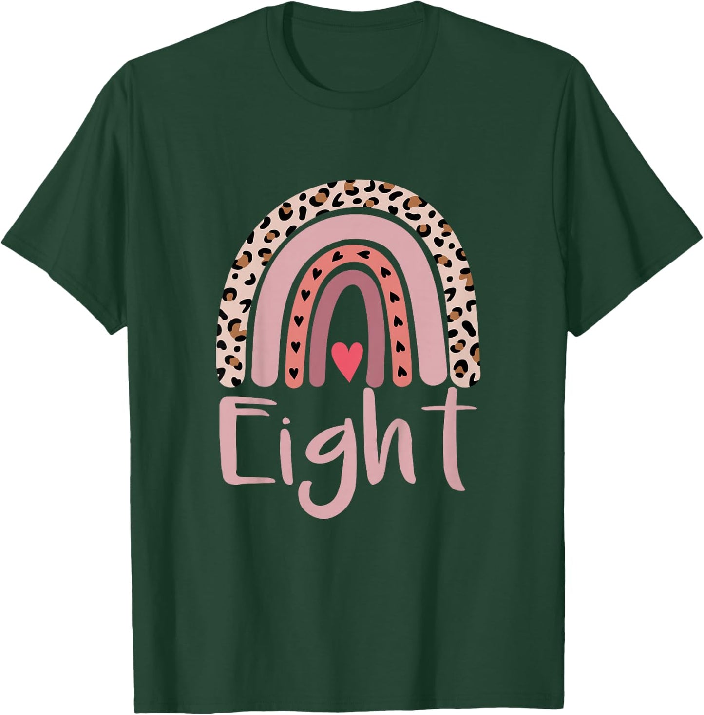 8 Year Old Leopard Rainbow Birthday Party Cute Girl 8th Gift T-Shirt - T-Shirt | Forest