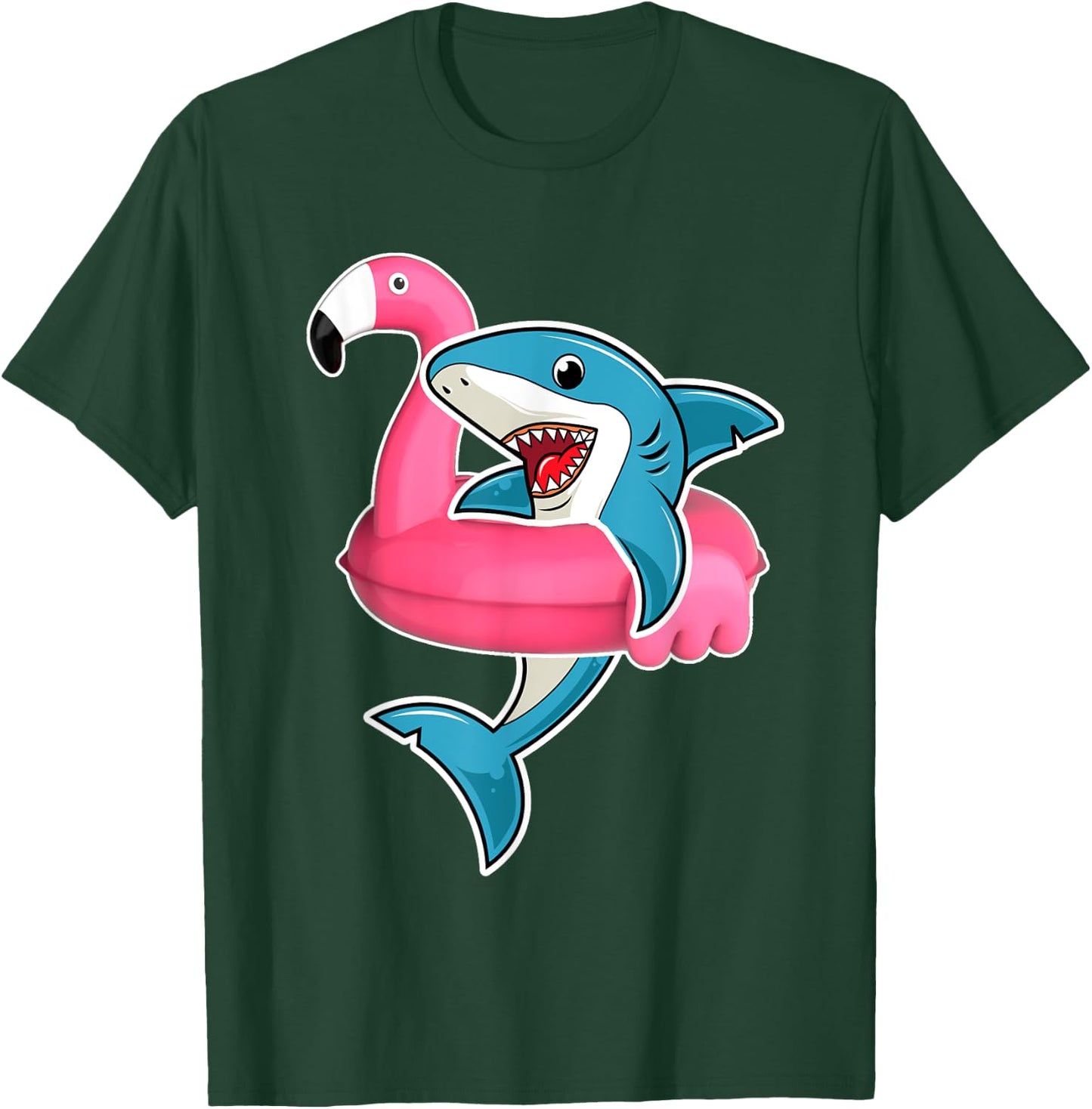 Funny Flamingo Float Summer Shark Floating T-Shirt - T-Shirt | Forest