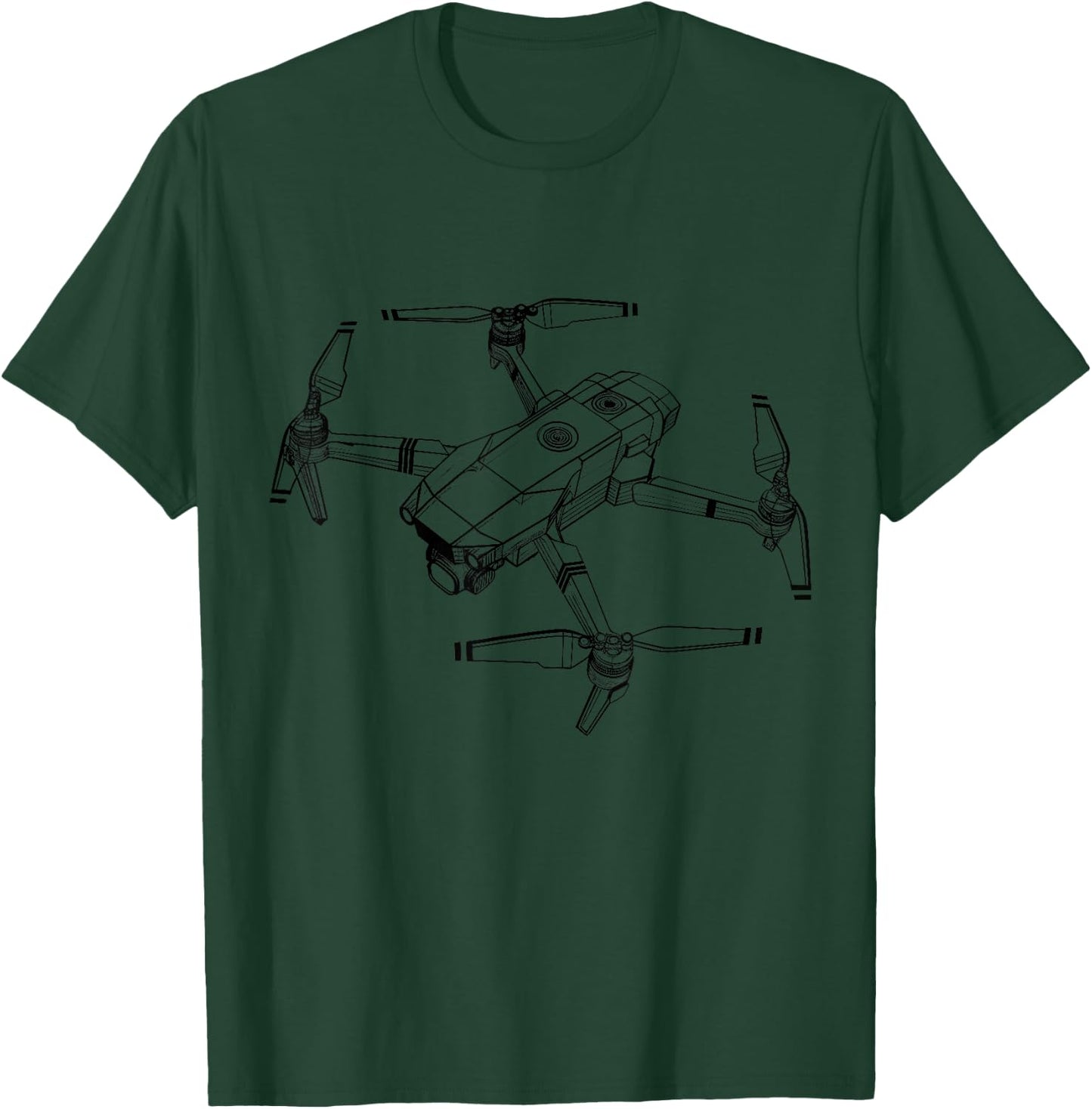 Drone Pilot Quadcopter Operator RC Minimalist Blueprint T-Shirt - T-Shirt | Forest