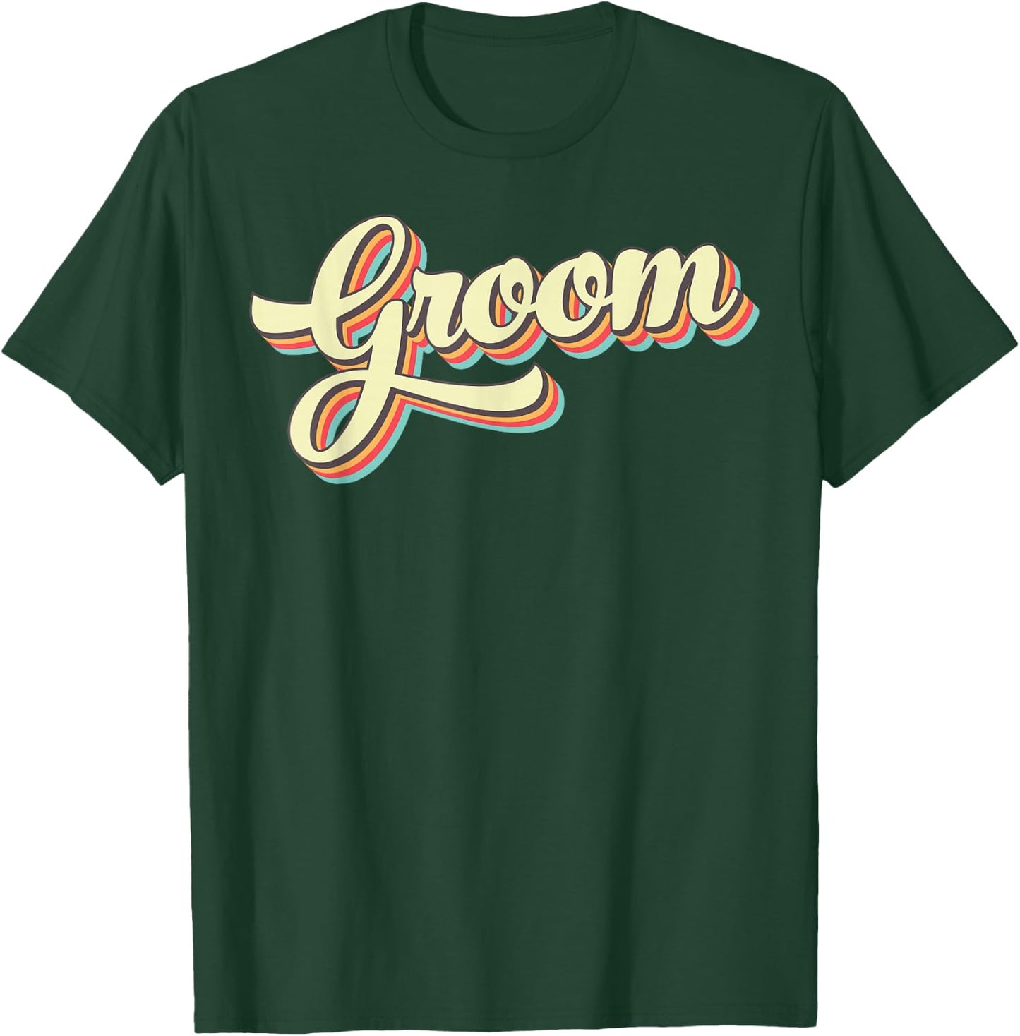 Groom Retro Art Baseball Font Vintage T-Shirt - T-Shirt | Forest