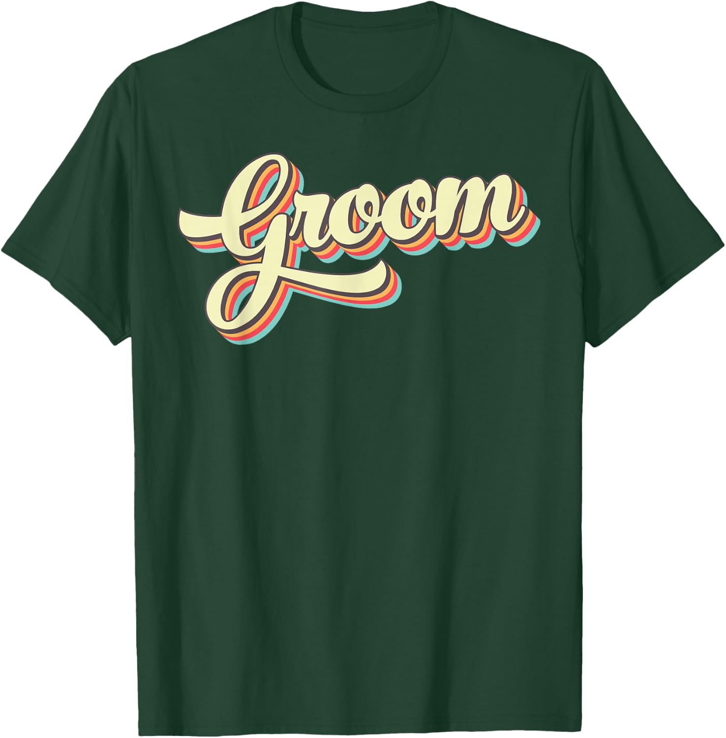 Groom Retro Art Baseball Font Vintage T-Shirt - T-Shirt | Forest