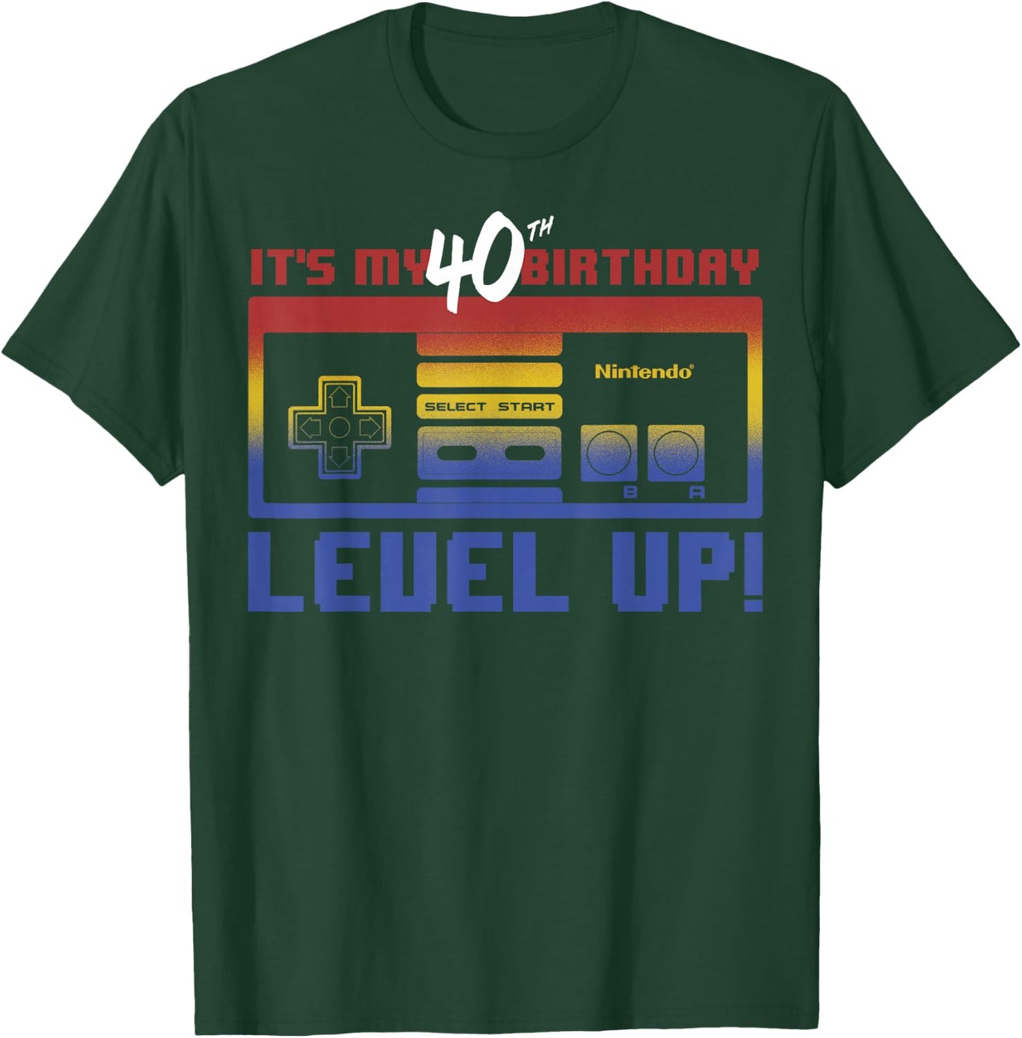 Nintendo It's My 40th Birthday Level Up! SNES Controller T-Shirt - T-Shirt | Forest