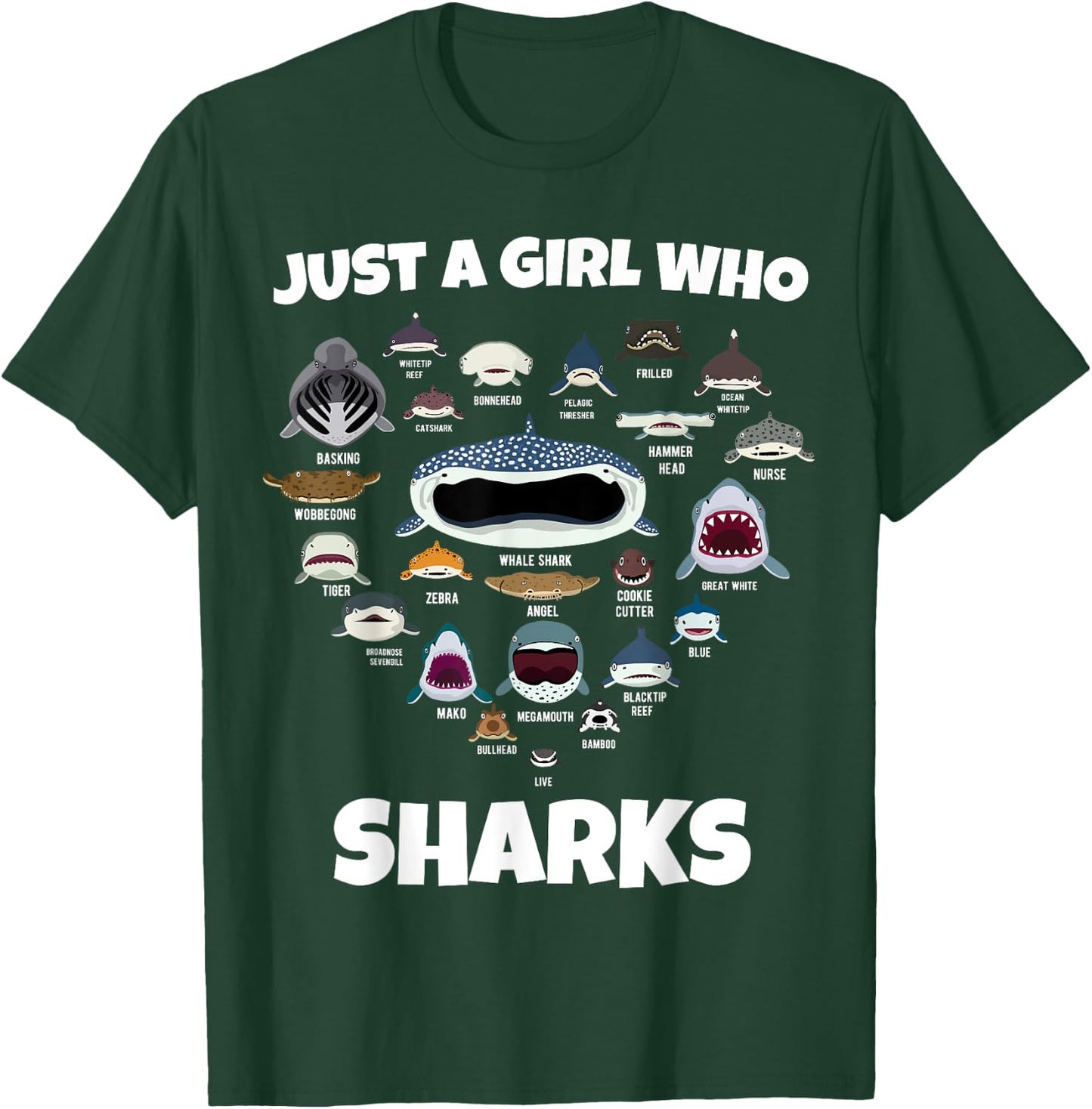 Just A Girl Shark Face T-Shirt - T-Shirt | Forest