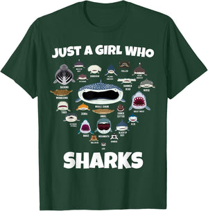 Just A Girl Shark Face T-Shirt - T-Shirt | Forest