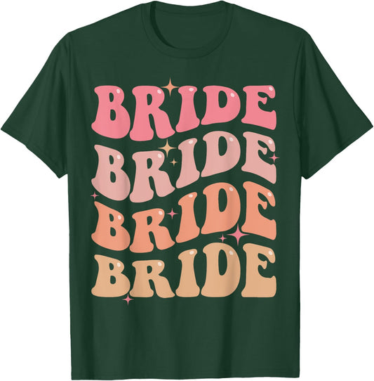 Retro Bride Groovy Theme Bridal Shower Bachelorette Party T-Shirt - T-Shirt | Forest