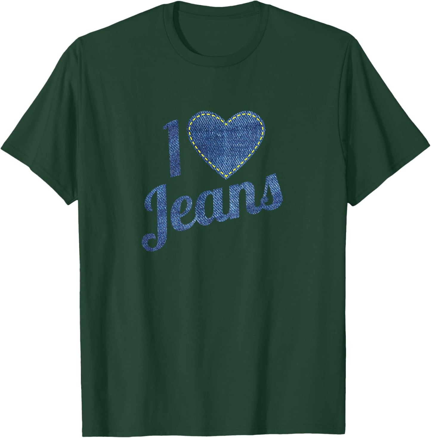 I love Jeans vintage Fashion Design with Seam Heart T-Shirt - T-Shirt | Forest