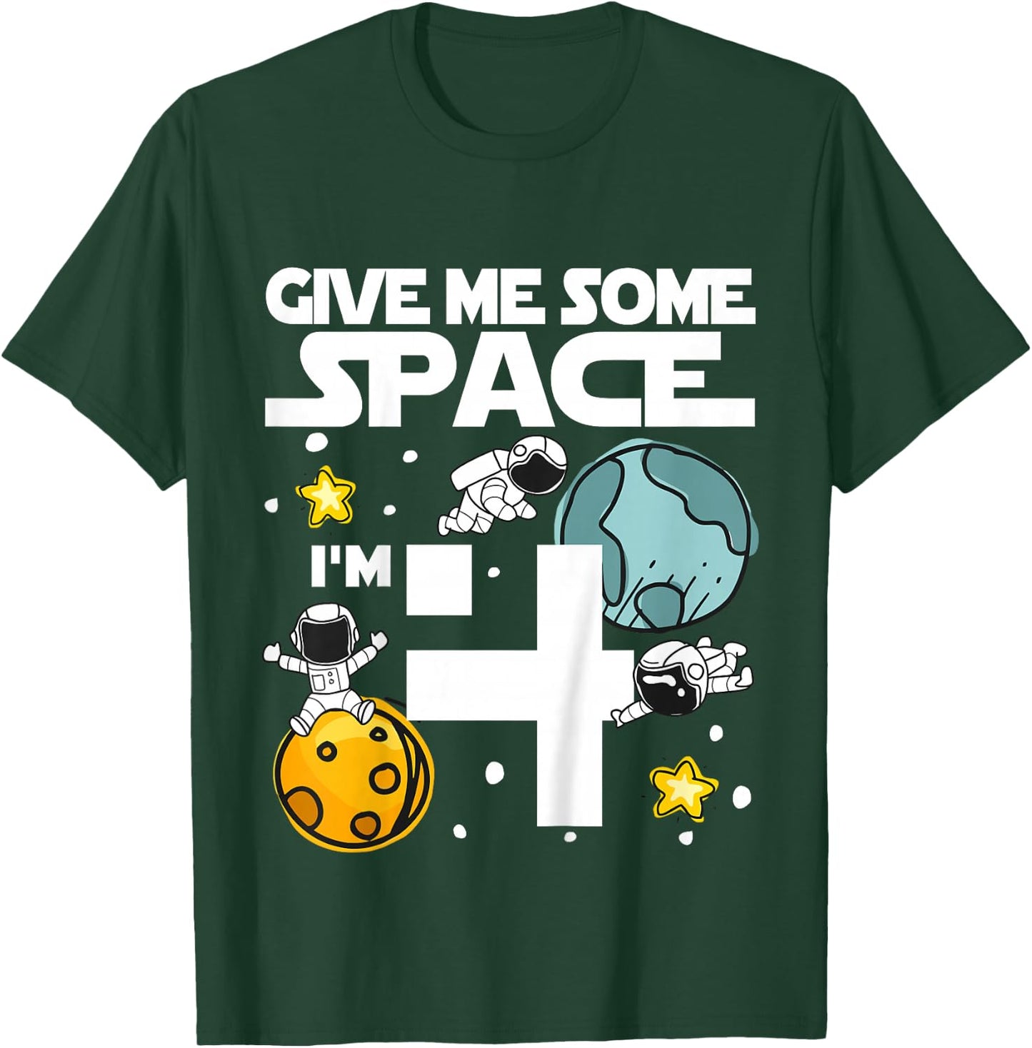 4 Year Old Outer Space Birthday Planets Astronaut 4th Gift T-Shirt - T-Shirt | Forest