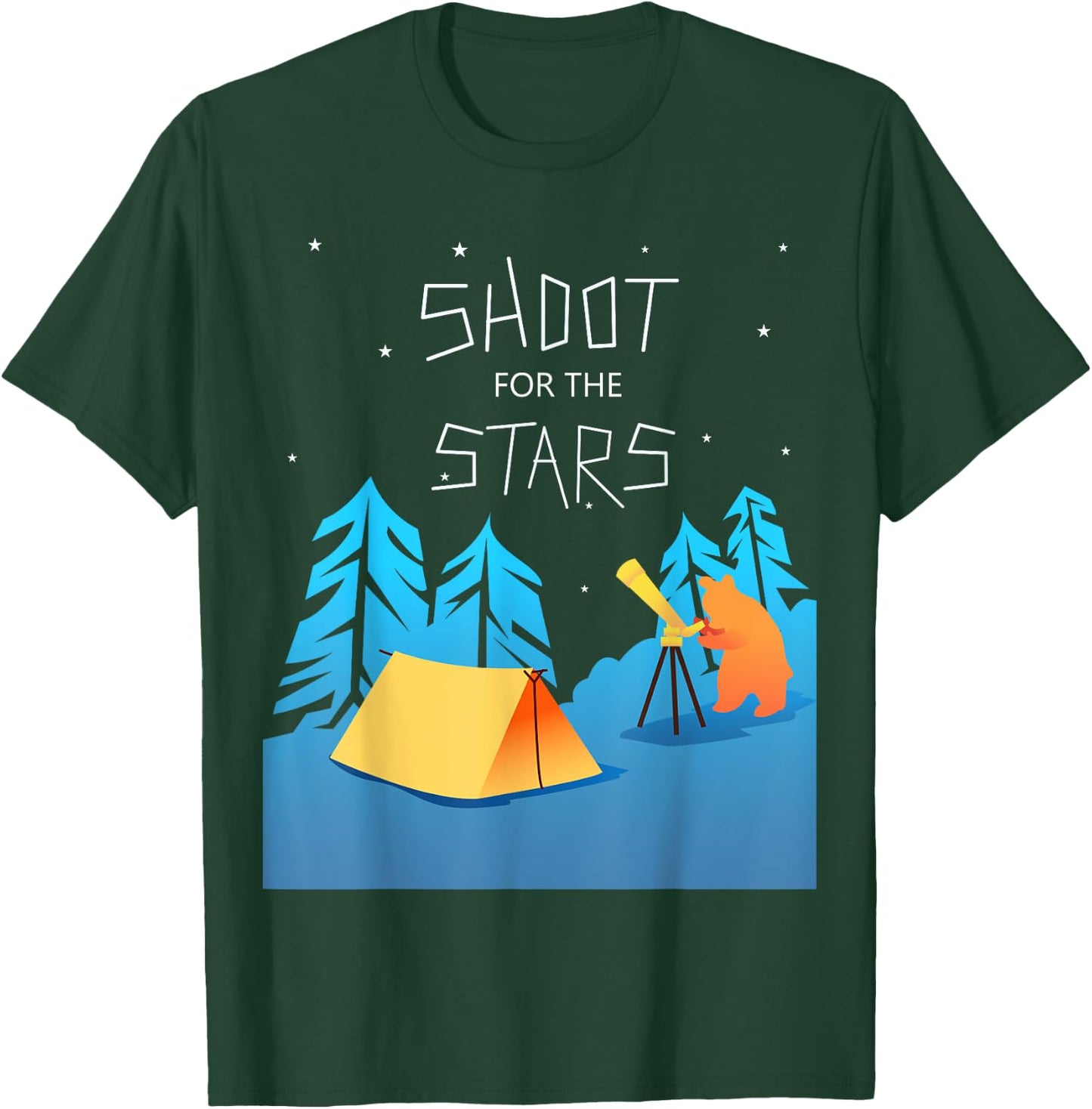Stargazing Bear Funny Camping Telescope Astronomy T-Shirt - T-Shirt | Forest