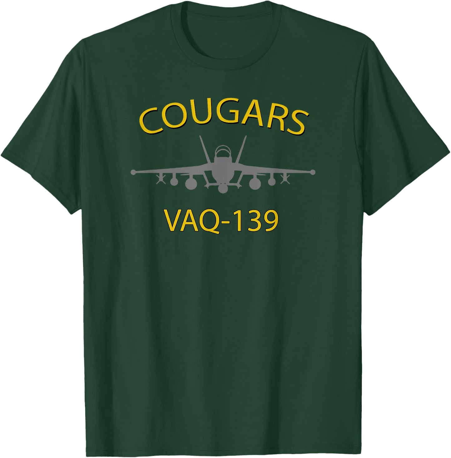 VAQ-139 "Cougars" Naval Squadron EA-18 Growler Jet T-Shirt - T-Shirt | Forest