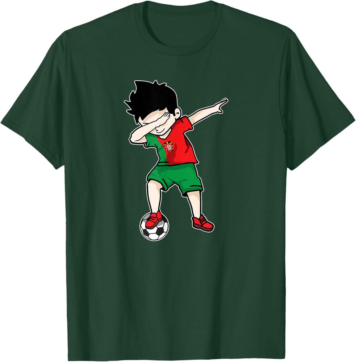 Dabbing Soccer Boy Portugal Football - Portuguese Gift T-Shirt - T-Shirt | Forest