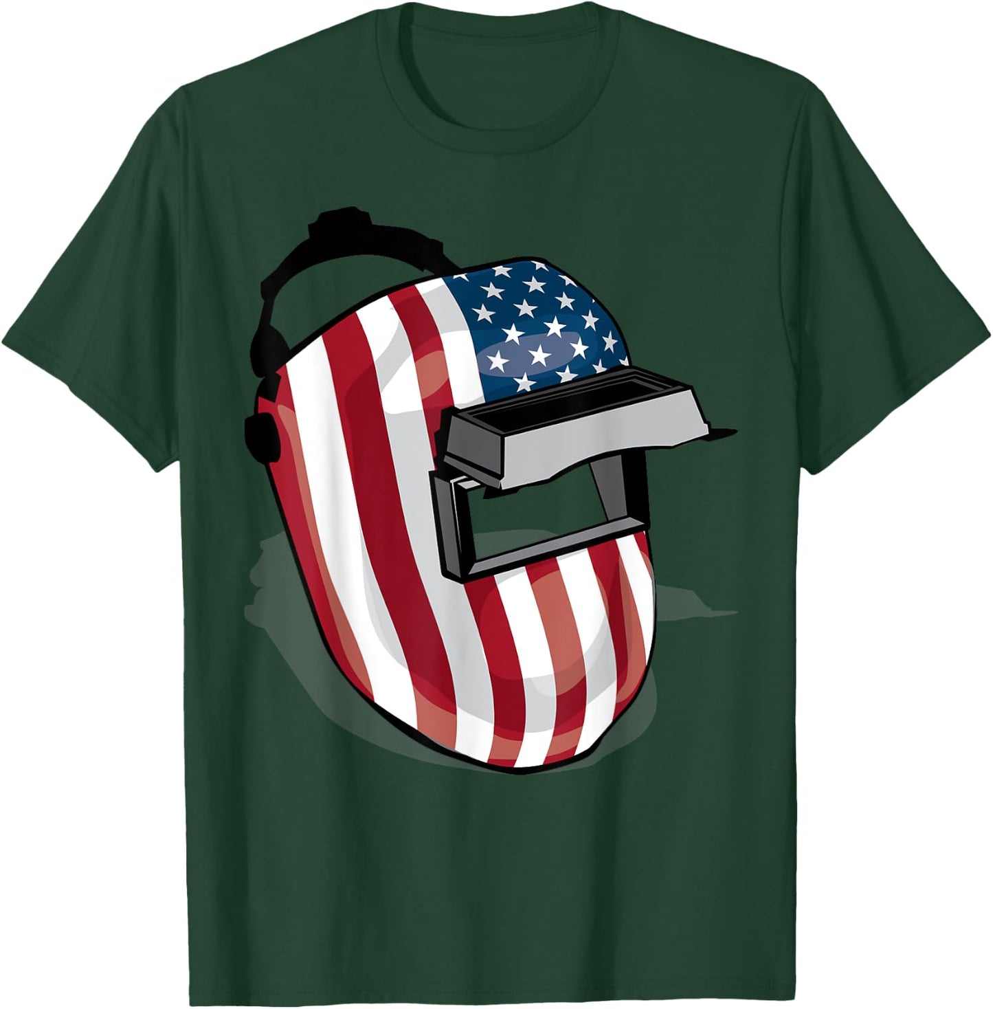 American Flag Welding Helmet Shape Shirt | Cute Welder Gift Women Kids Men T-Shirt - T-Shirt | Forest