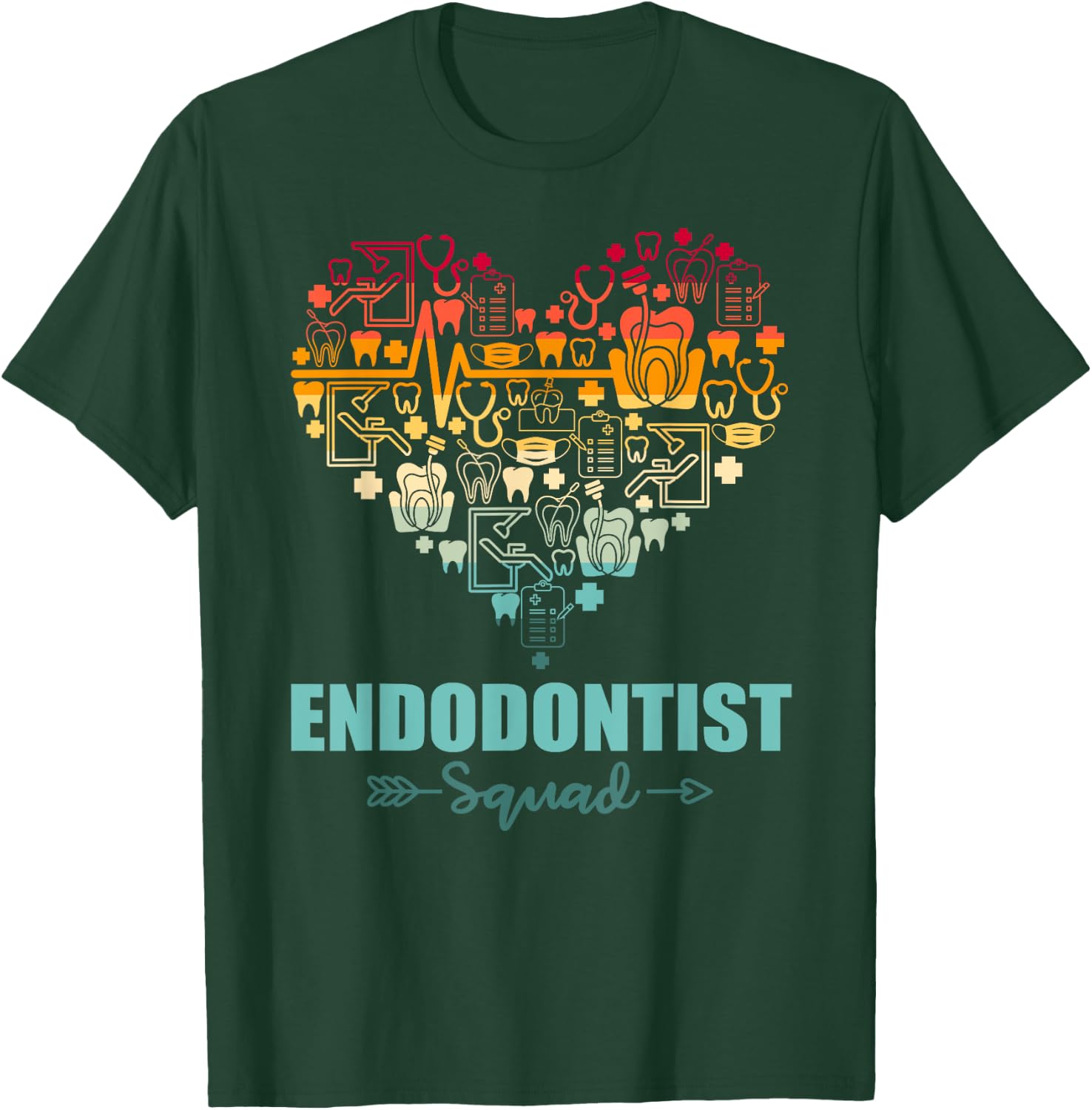 Endodontist Heart Funny Vintage Endodontic Dental T-Shirt - T-Shirt | Forest