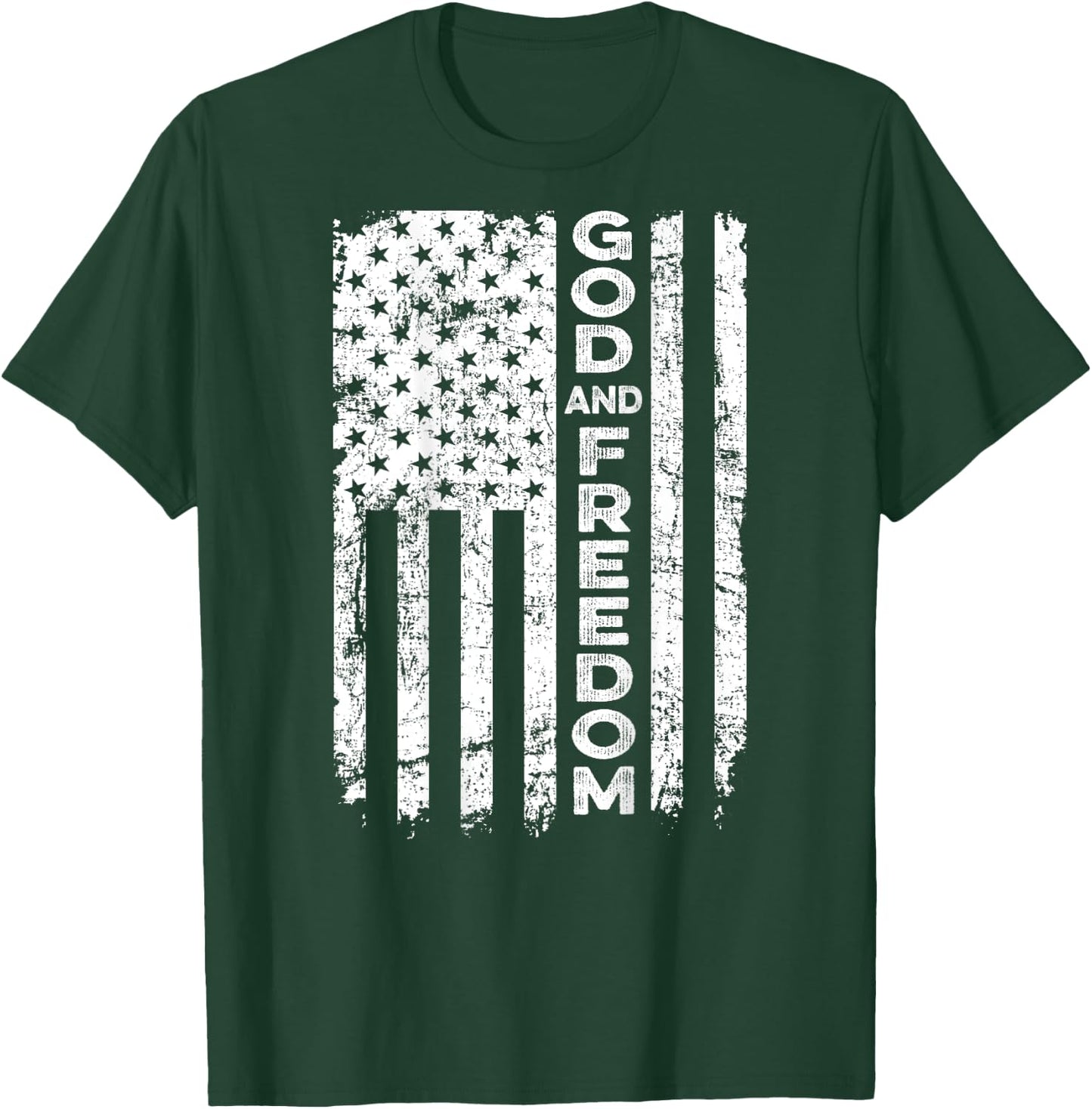 God And Country - Patriotic Christian USA Flag (ON BACK) T-Shirt - T-Shirt | Forest