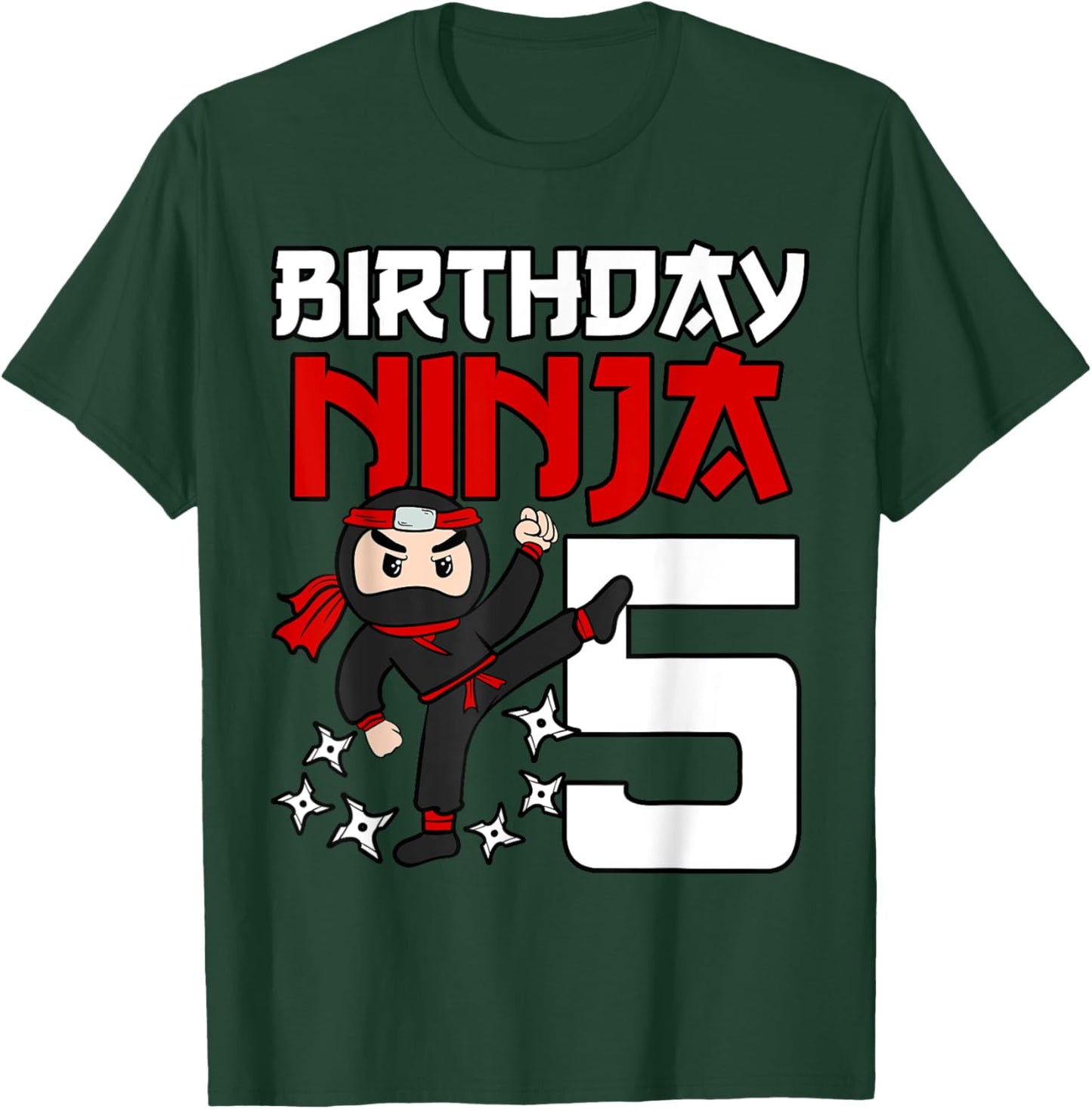 Birthday Ninja 7th Birthday Japan Boys Kids Ninja Party T-Shirt - T-Shirt | Forest