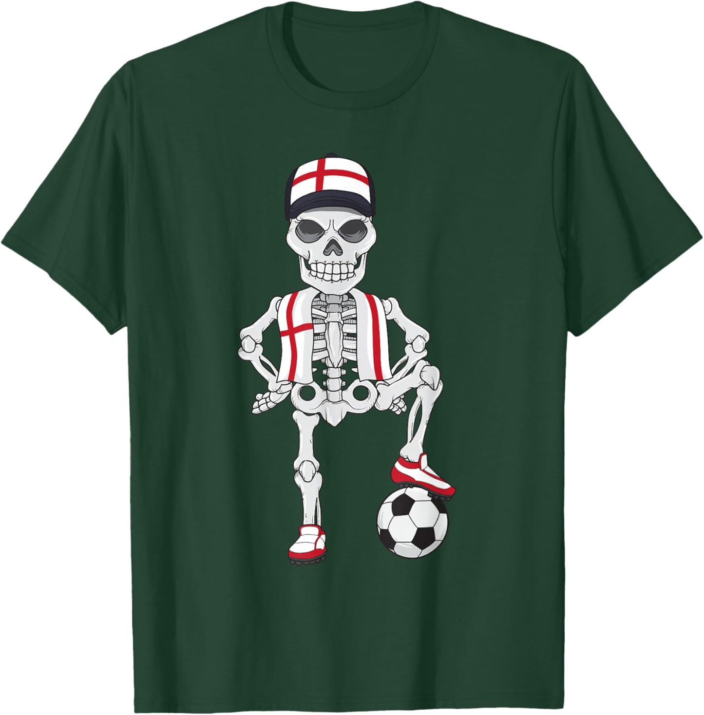 England Soccer Skeleton Fan Team Gift T-Shirt - T-Shirt | Forest