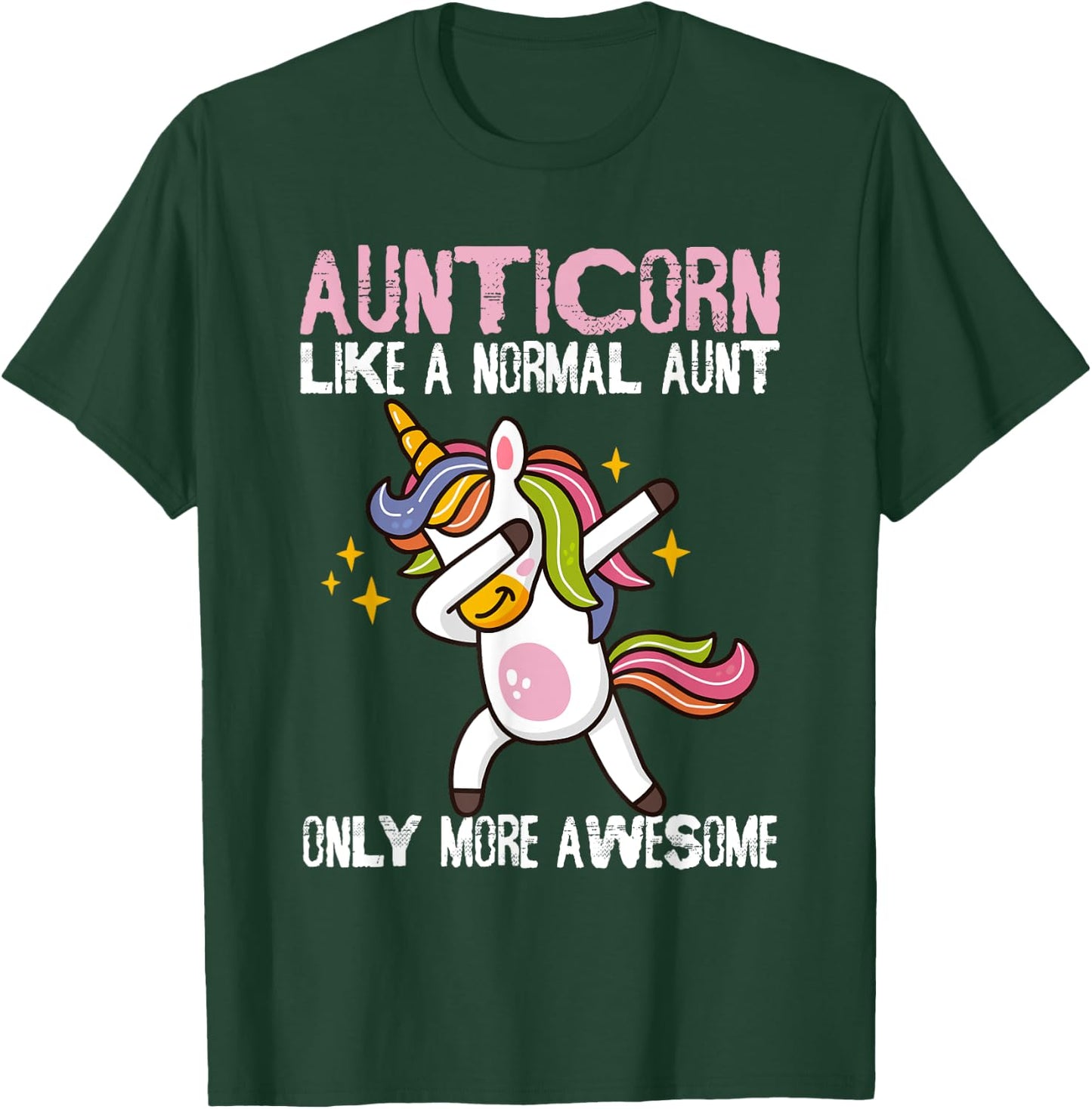 Auntie For Kids & Aunt Unicorn Aunticorn Like An Aunt Only Awesome Dabbing Unicorn Women's Classic Fit Black Cartoon T-Shirt - T-Shirt | Forest