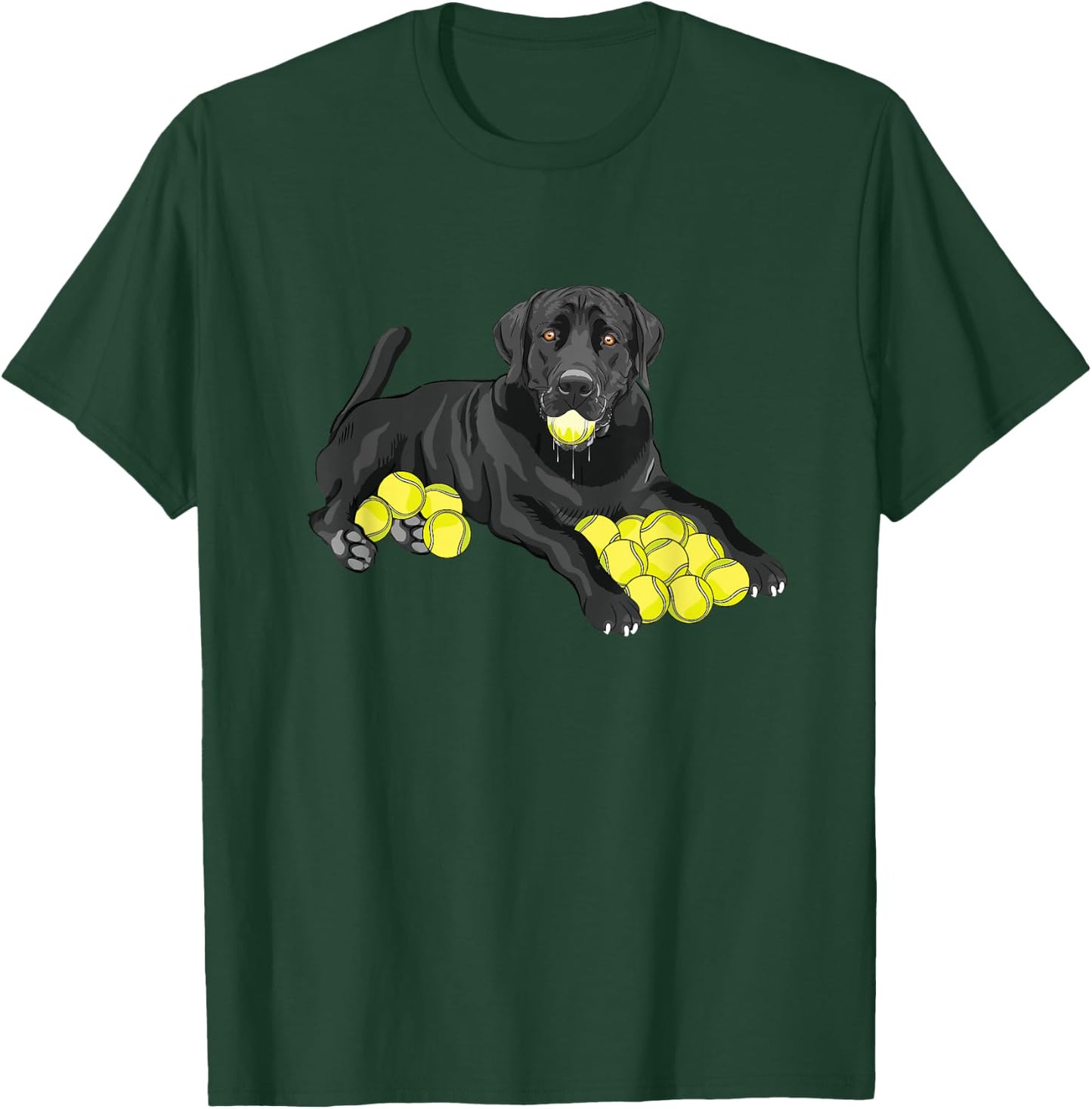 Black Labrador Retriever Tennis Ball Tennis Player Dog Lover Men Women T-Shirt - T-Shirt | Forest