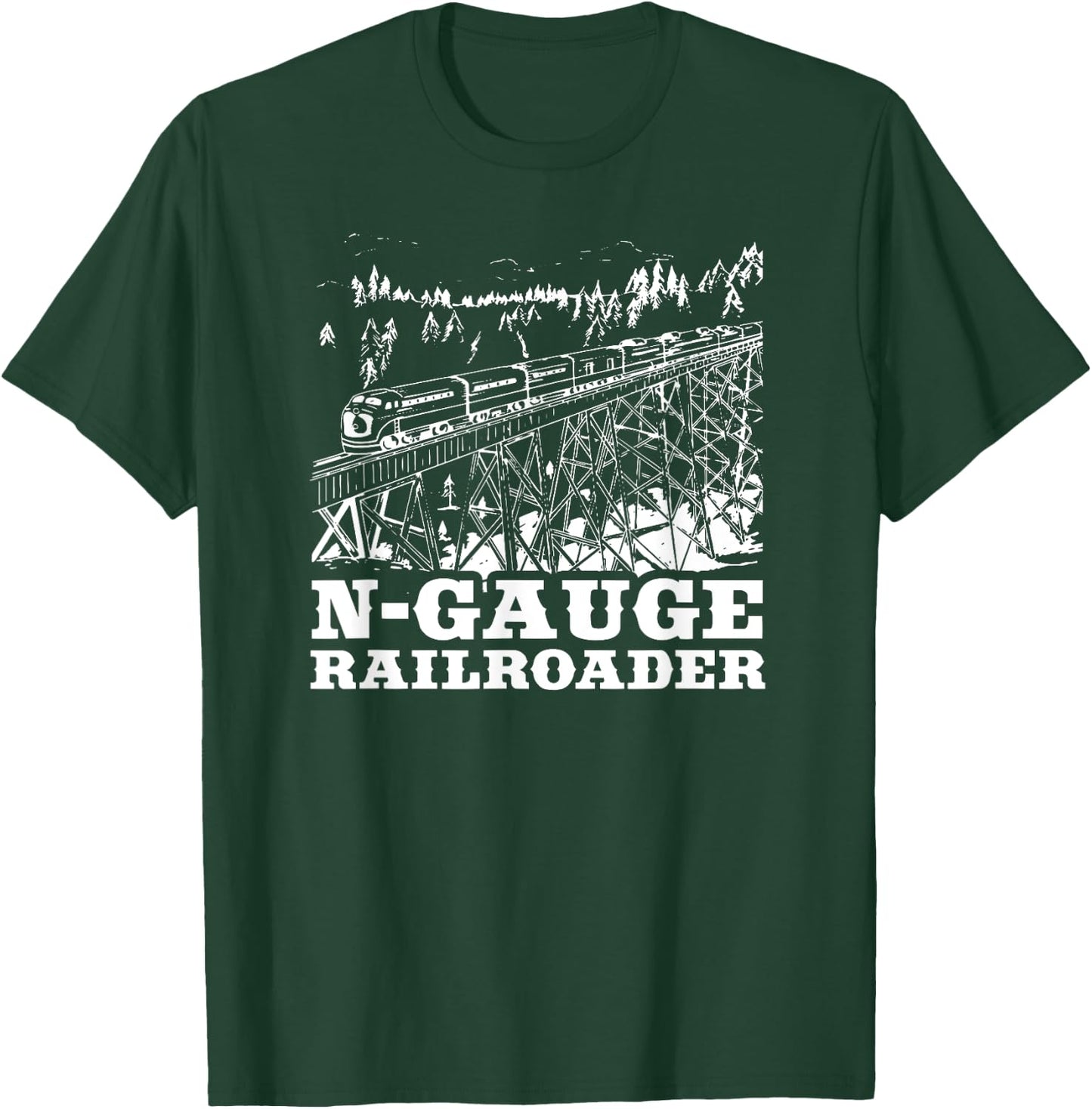 Model Train N Gauge Railroad Model Railway Train N Scale T-Shirt - T-Shirt | Forest