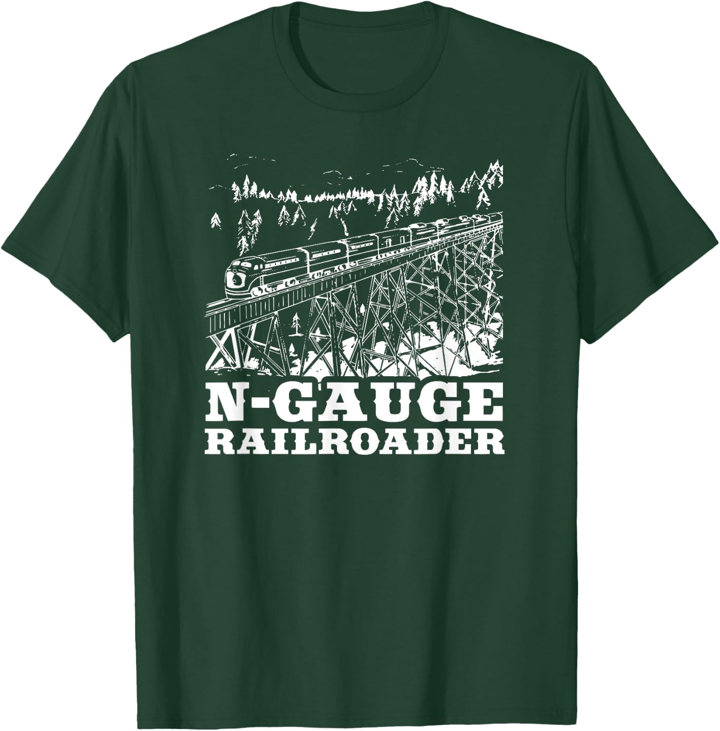 Model Train N Gauge Railroad Model Railway Train N Scale T-Shirt - T-Shirt | Forest