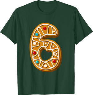 Six 6th Birthday 6 Years Old Christmas Cookie Girls and Boy T-Shirt - T-Shirt | Forest