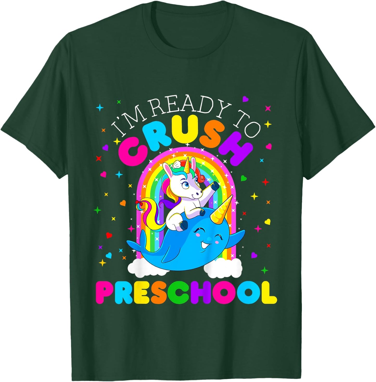 Kids I'm Ready to Crush Preschool Unicorn First Day of Pre School T-Shirt - T-Shirt | Forest
