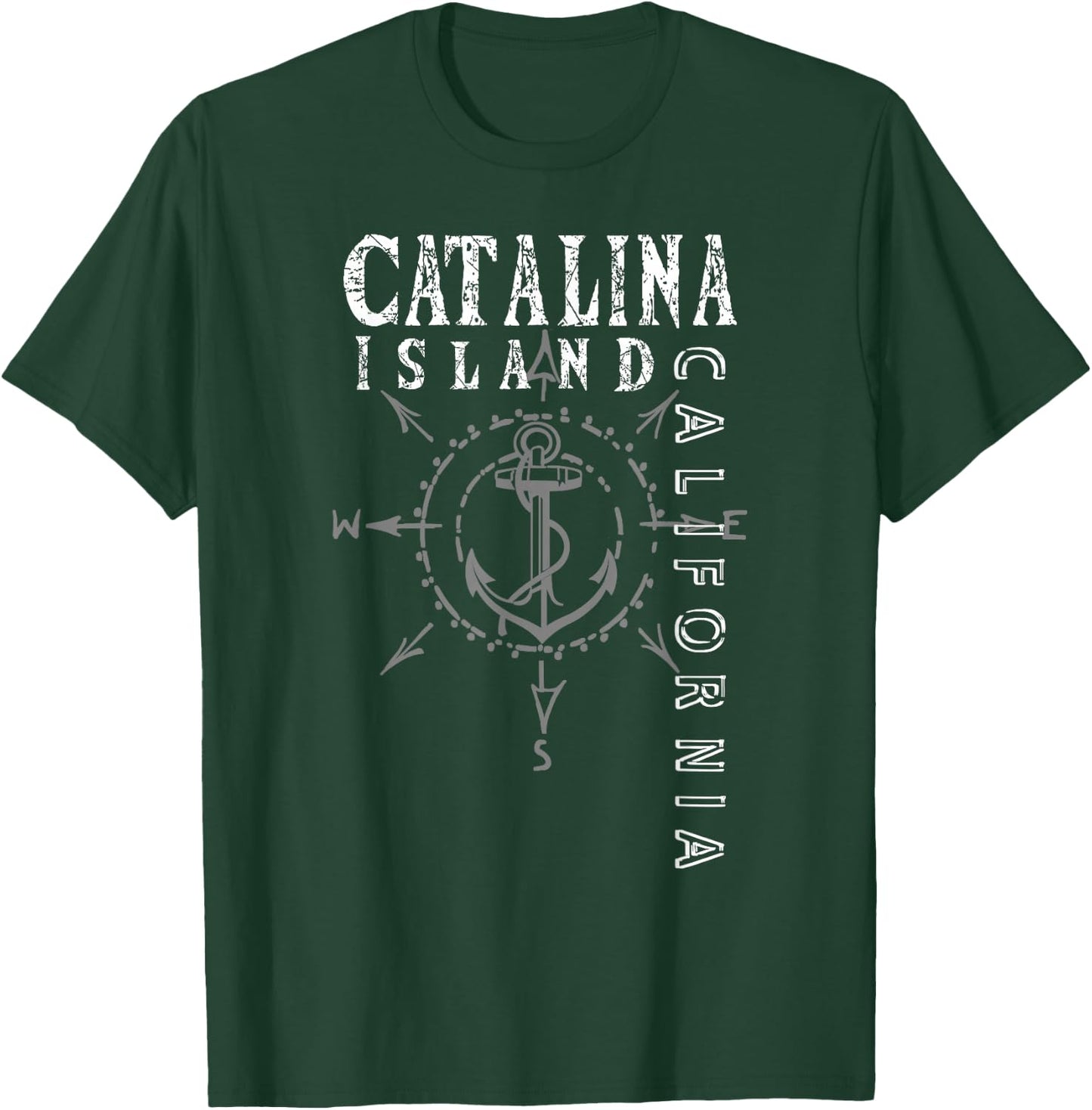 Catalina Island Souvenir Sailing Compass Rose T-Shirt - T-Shirt | Forest