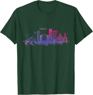 Dublin Skyline Watercolour Ireland Souvenir Gift T-Shirt - T-Shirt | Forest