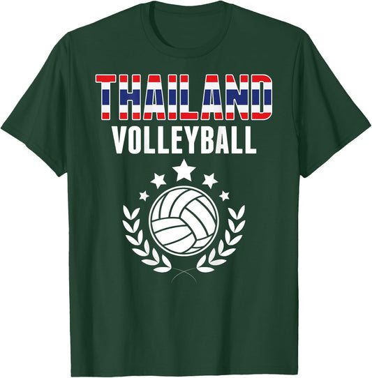 Thailand Volleyball Lovers Jersey - Thai Flag Summer Sports T-Shirt - T-Shirt | Forest