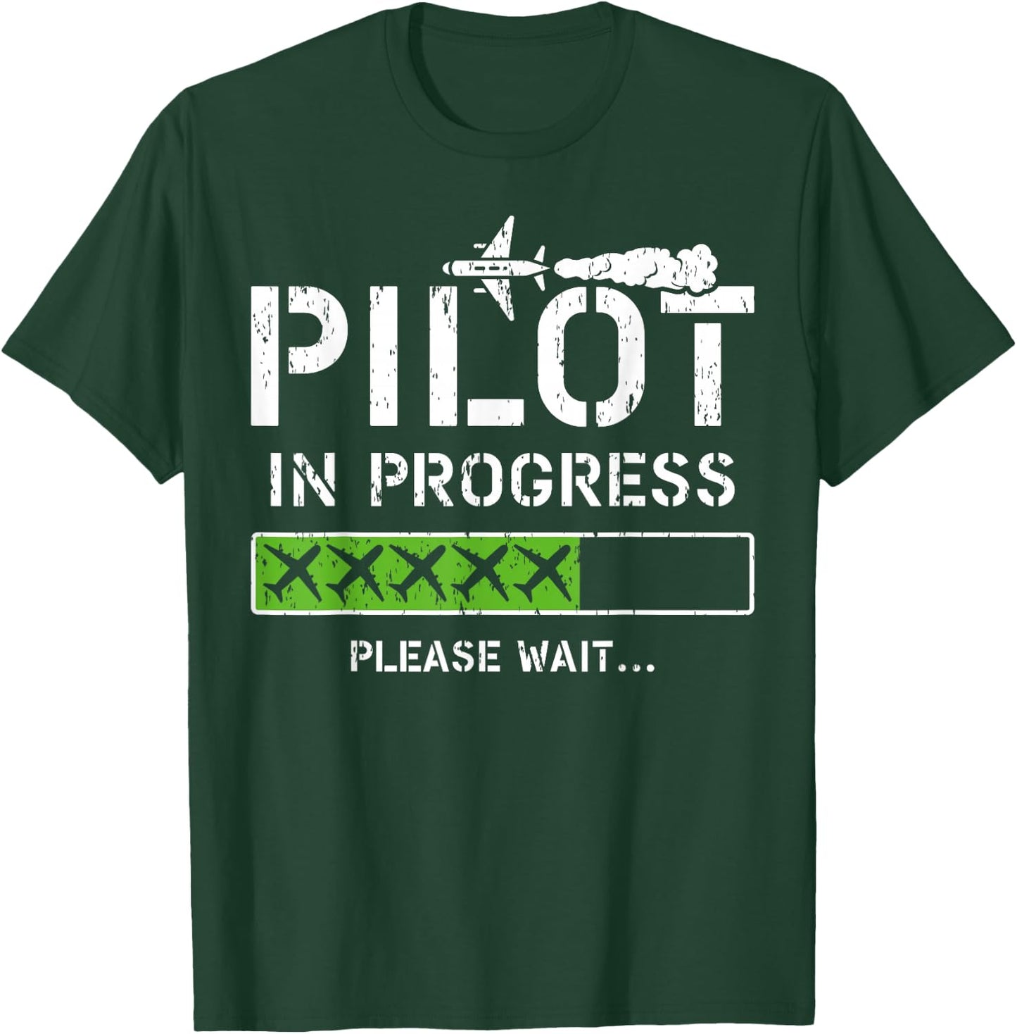 Pilot In Progress Kid Future Pilot Airplane Aviation Flying T-Shirt - T-Shirt | Forest
