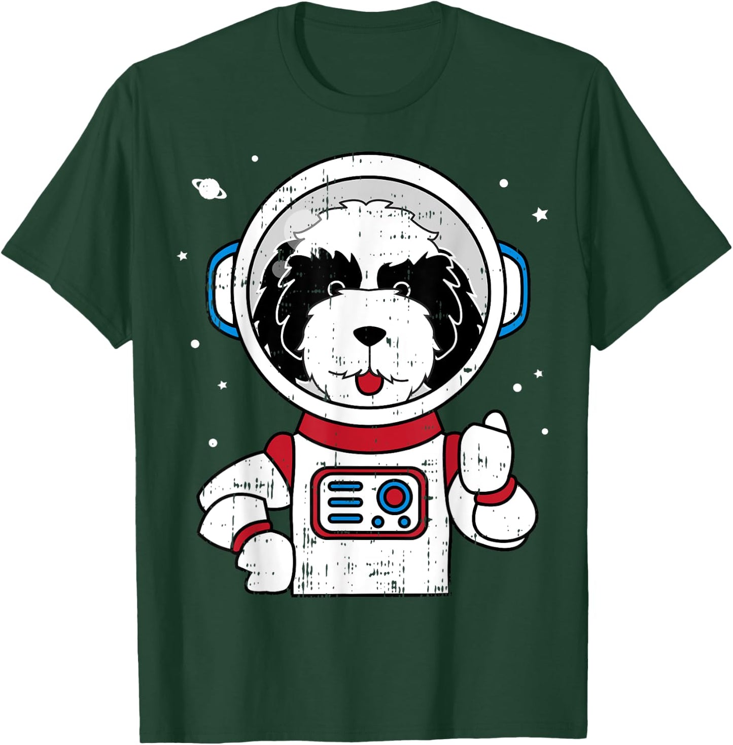 Sheepadoodle Astronaut Space Cute Dog Lover Gift Men Women Kids T-Shirt - T-Shirt | Forest