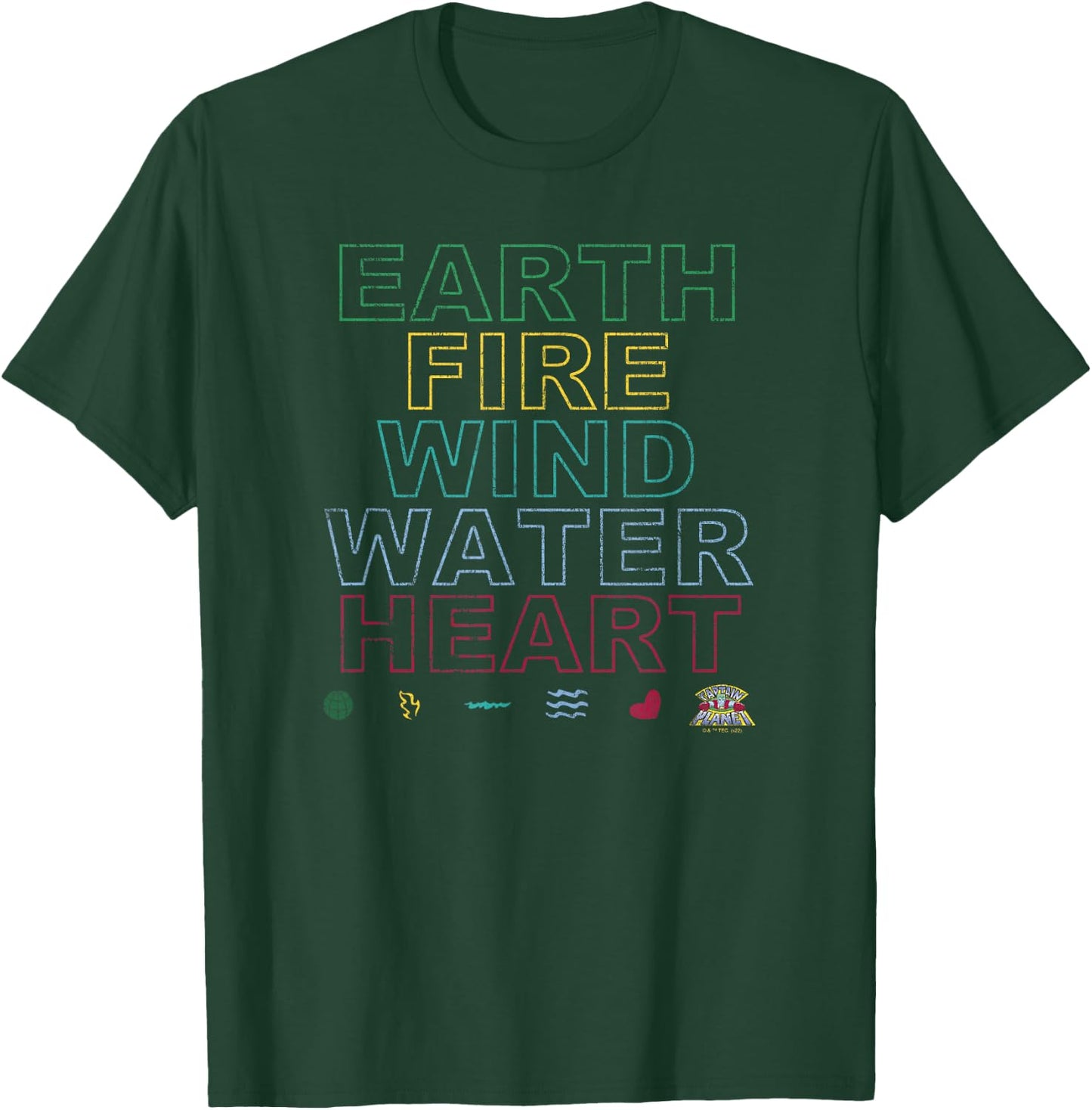 Captain Planet Earth Day Earth Wind Fire Water Heart Symbols T-Shirt - T-Shirt | Forest