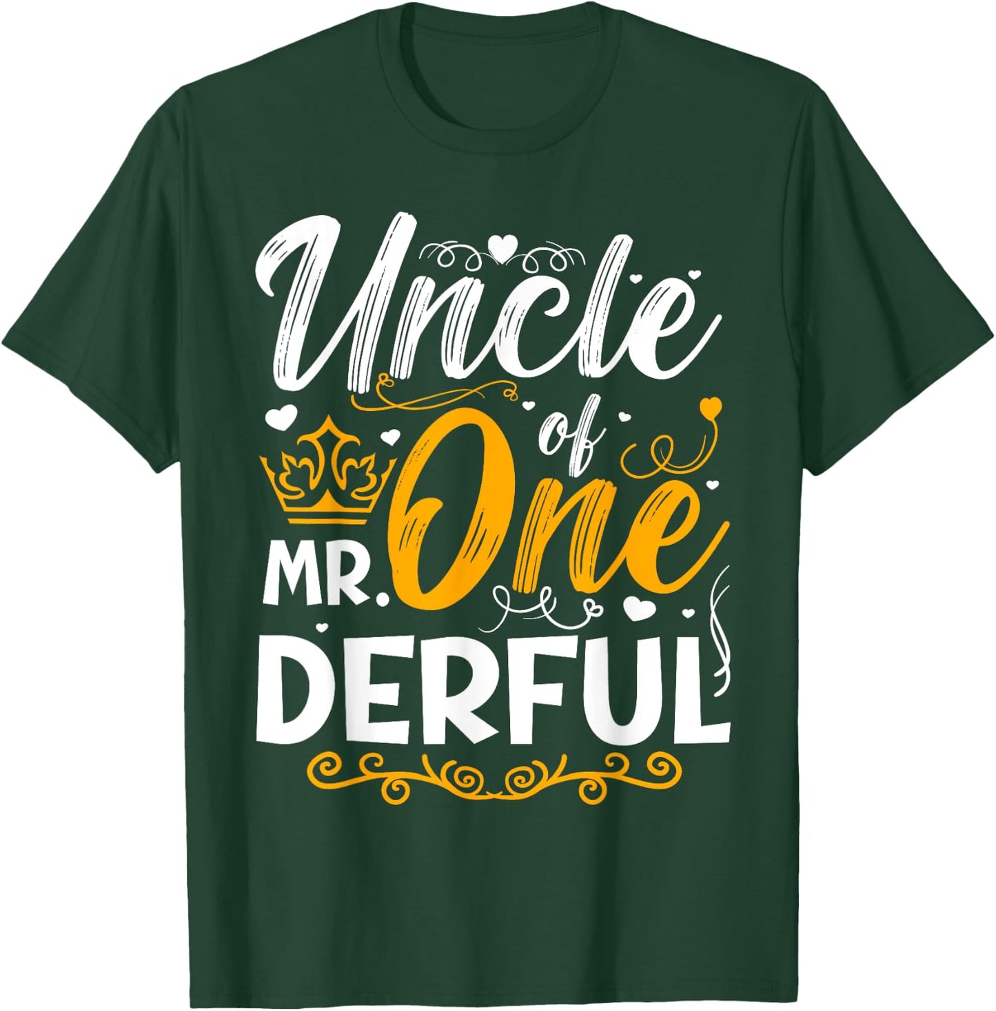Uncle of Mr One Derful Party Matching Family 1st Birthday T-Shirt - T-Shirt | Forest