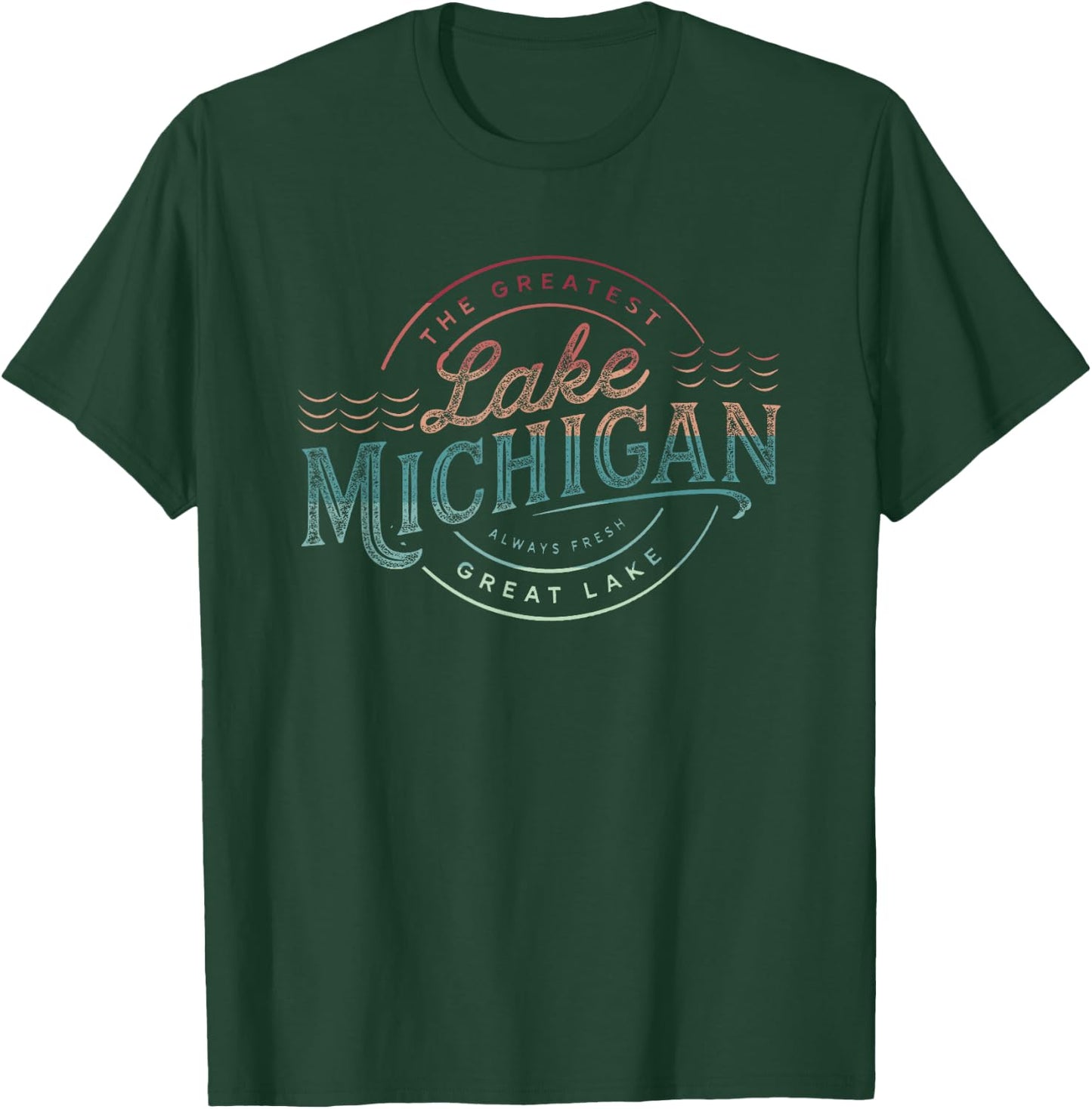 Great Lakes Shirts and - Lake Michigan, Lake Life Theme for Adults, , Short Sleeve, Black, Small T-Shirt - T-Shirt | Forest