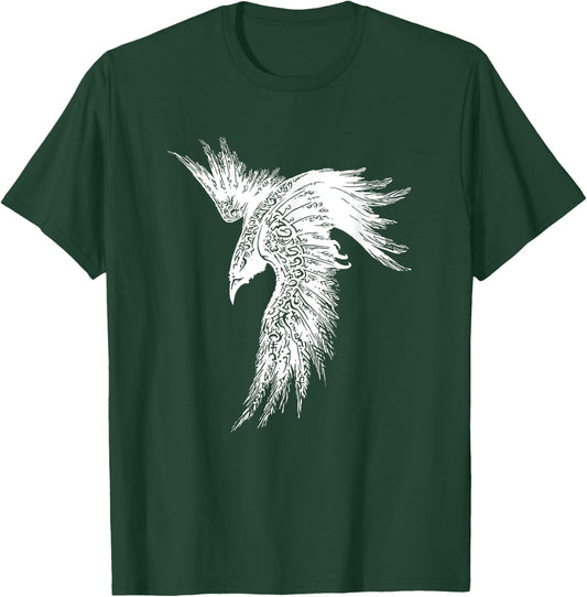 Viking Raven Norse Mythology Beautiful Art Symbols T-Shirt - T-Shirt | Forest