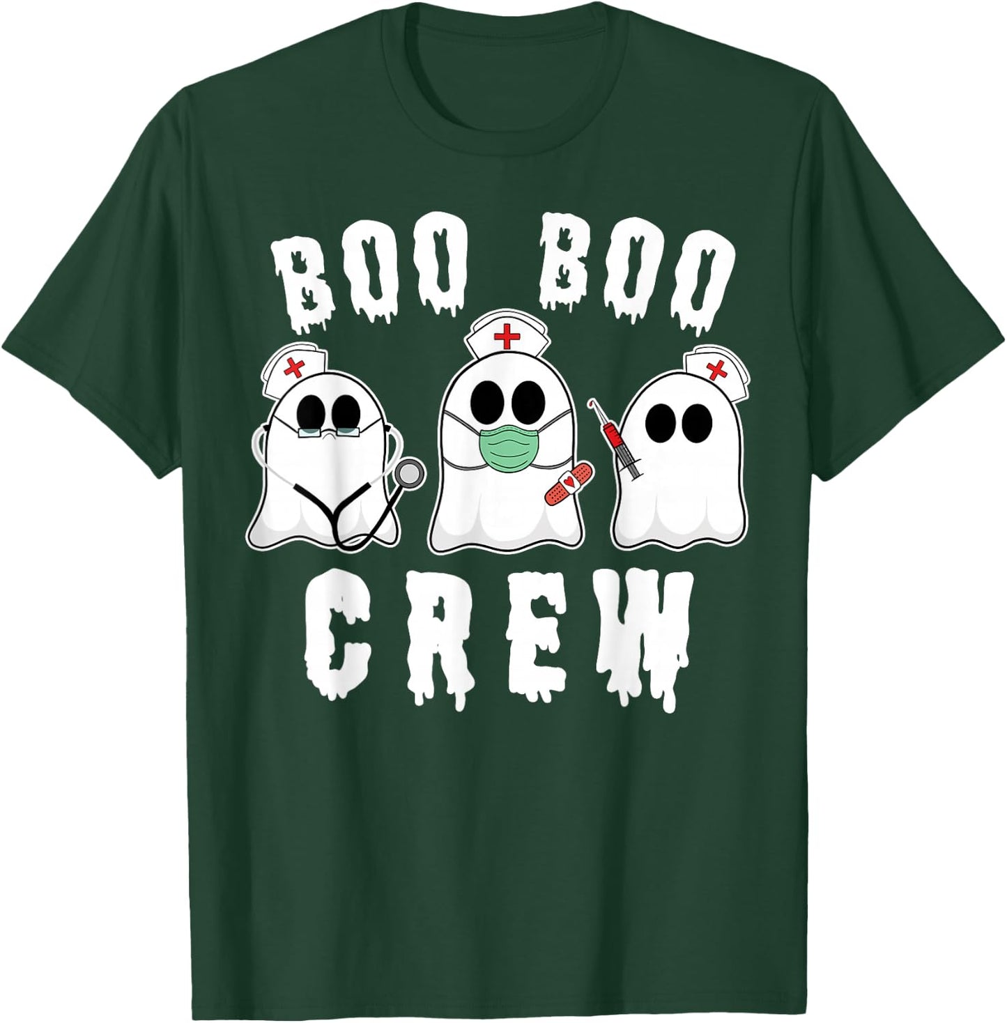Boo Boo Crew Funny Nurse Halloween Ghost Costume T-Shirt - T-Shirt | Forest