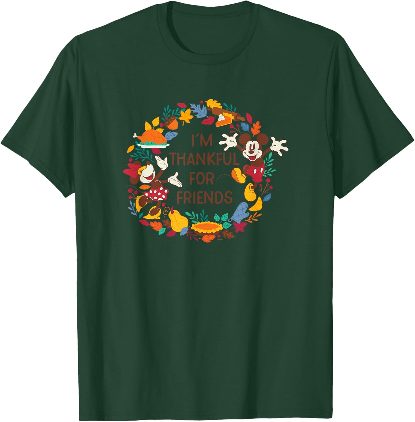 Disney Mickey & Minnie Mouse Thankful for Friends Autumn T-Shirt - T-Shirt | Forest