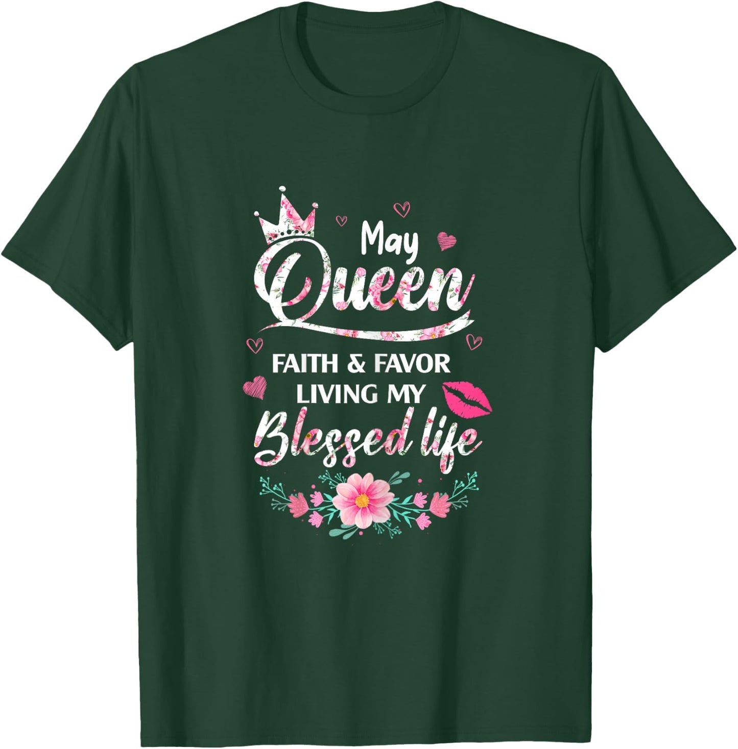 A Queen Was Born In May Birthday Girls Queen Bday T-Shirt - T-Shirt | Forest