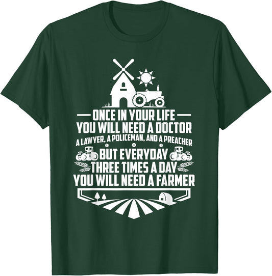 Every Three Times A Day You Will Need A Farmer Tractor T-Shirt - T-Shirt | Forest